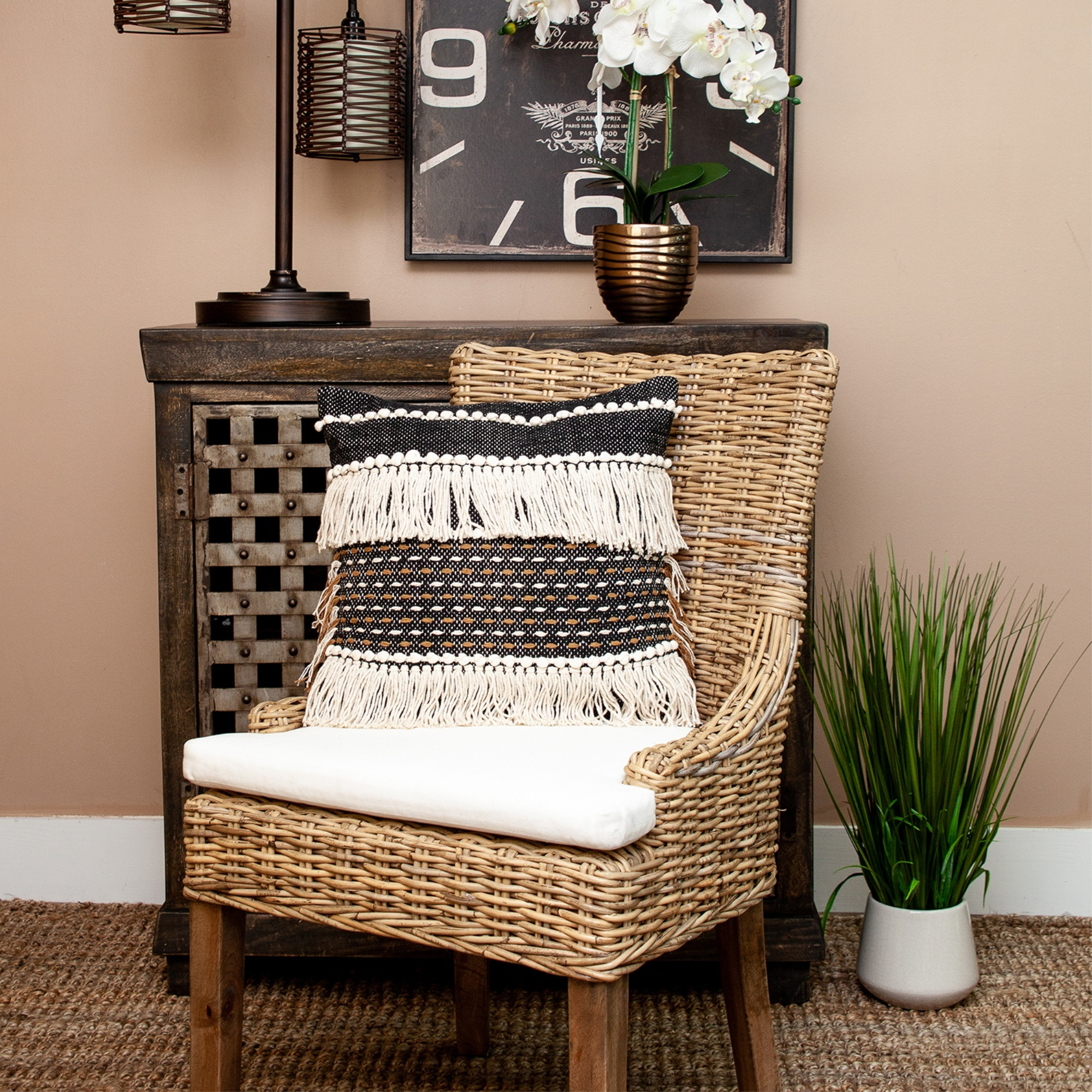 Parkland Collection Marley Transitional Black Throw Pillow