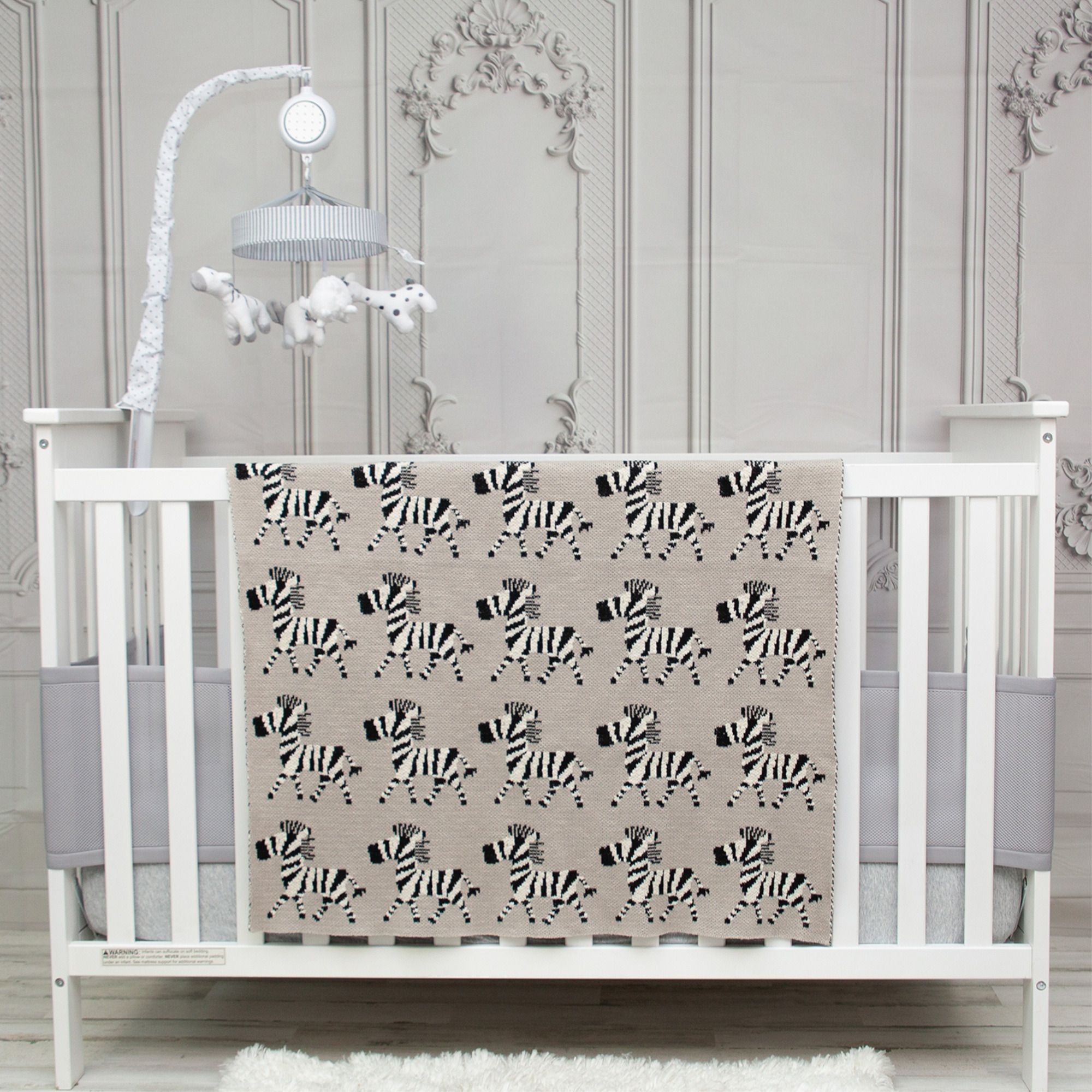 Parkland Collection Zara Transitional Grey Knitted 32" X 40"  Baby Blanket
