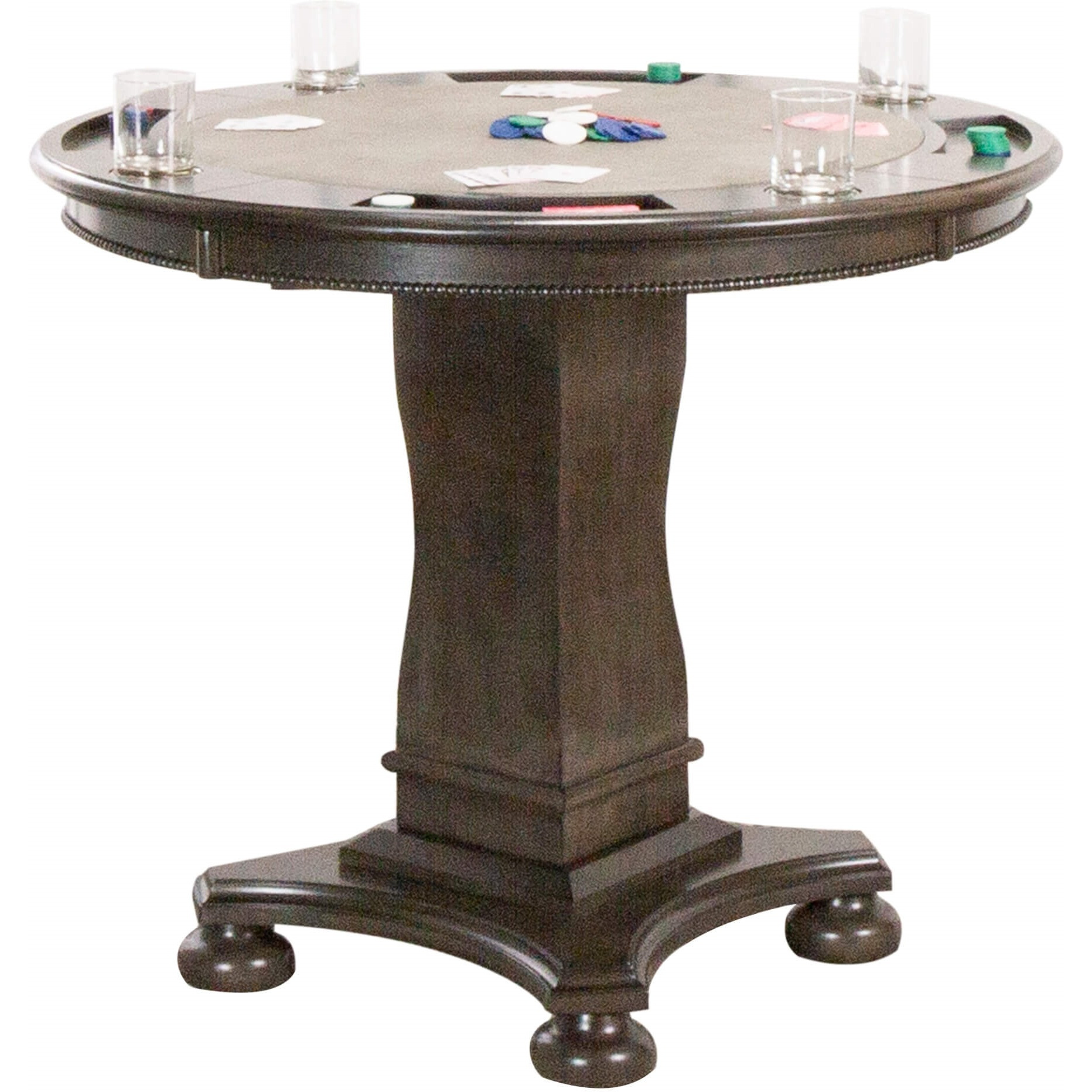 Sunset Trading Vegas 42.5" Round Counter Height Dining, Chess and Poker Table| Reversible 3 in 1 Game Top | Distressed Gray Wood