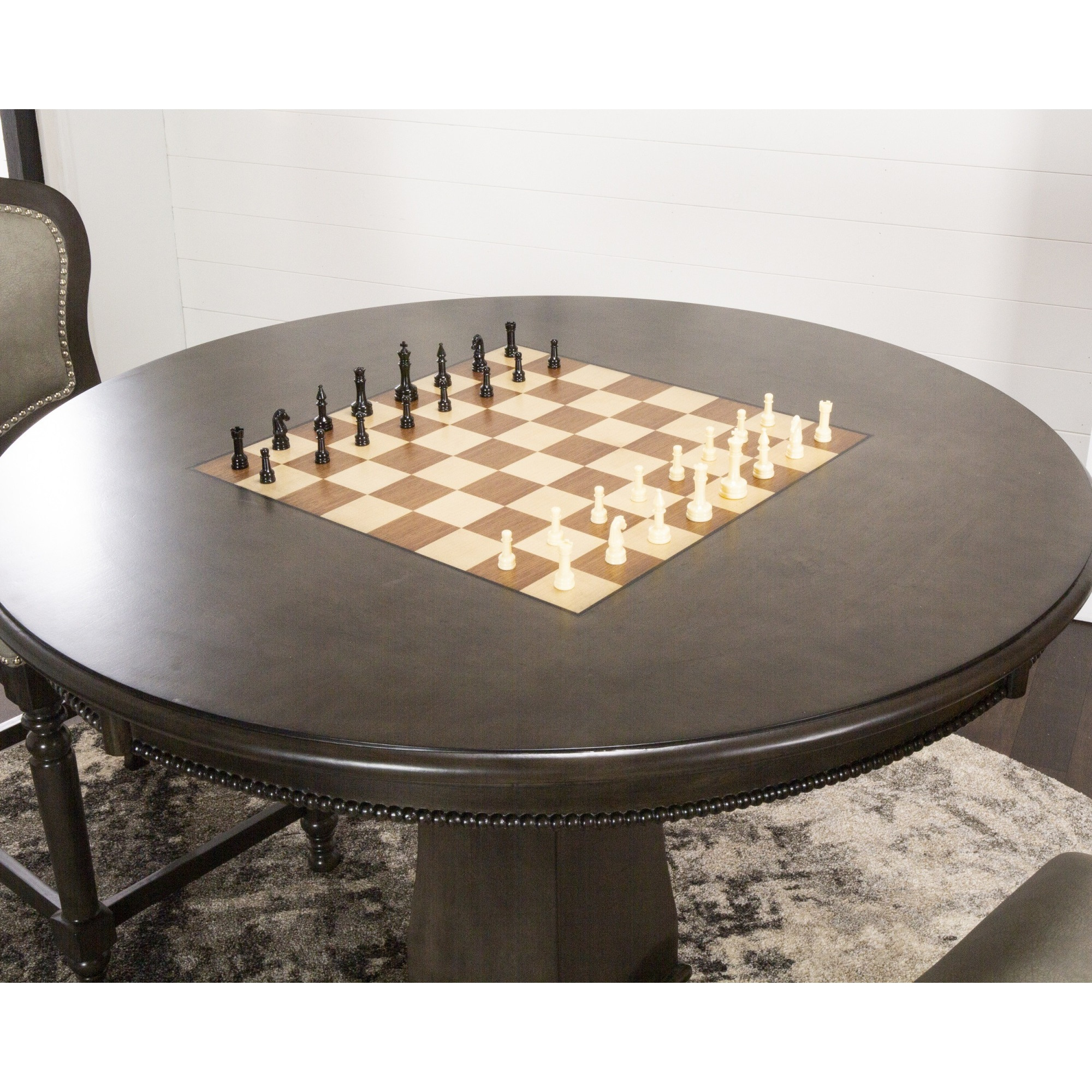Sunset Trading Vegas 42.5" Round Counter Height Dining, Chess and Poker Table| Reversible 3 in 1 Game Top | Distressed Gray Wood