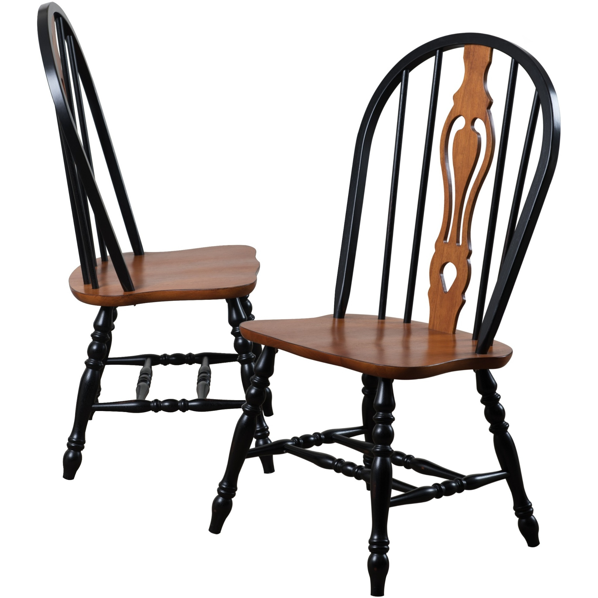 Sunset Trading Black Cherry Selections Keyhole Dining Chair | Antique Black with Cherry Seat | Set of 2