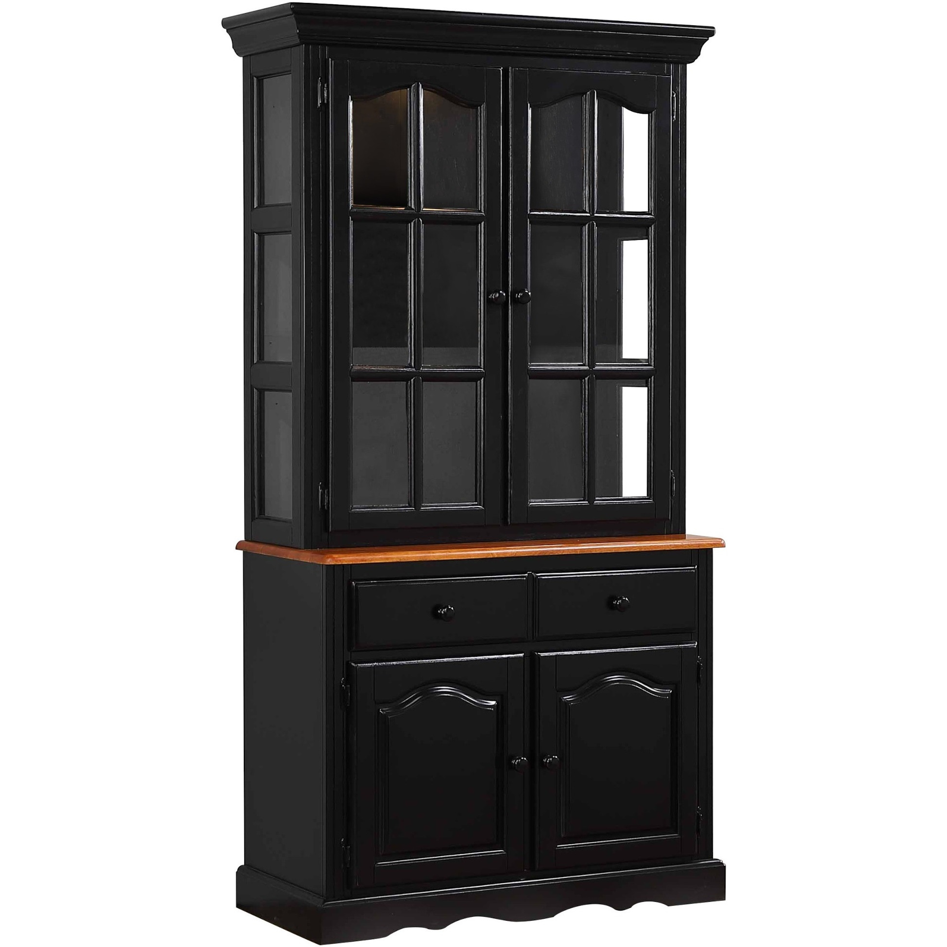 Sunset Trading Black Cherry Selections Keepsake Buffet and Lighted Hutch | Antique Black and Cherry