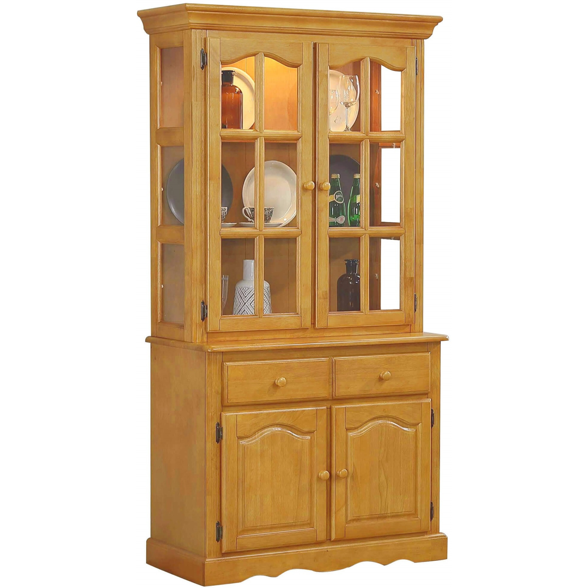 Sunset Trading Oak Selections Keepsake Buffet and Lighted Hutch | Light Oak