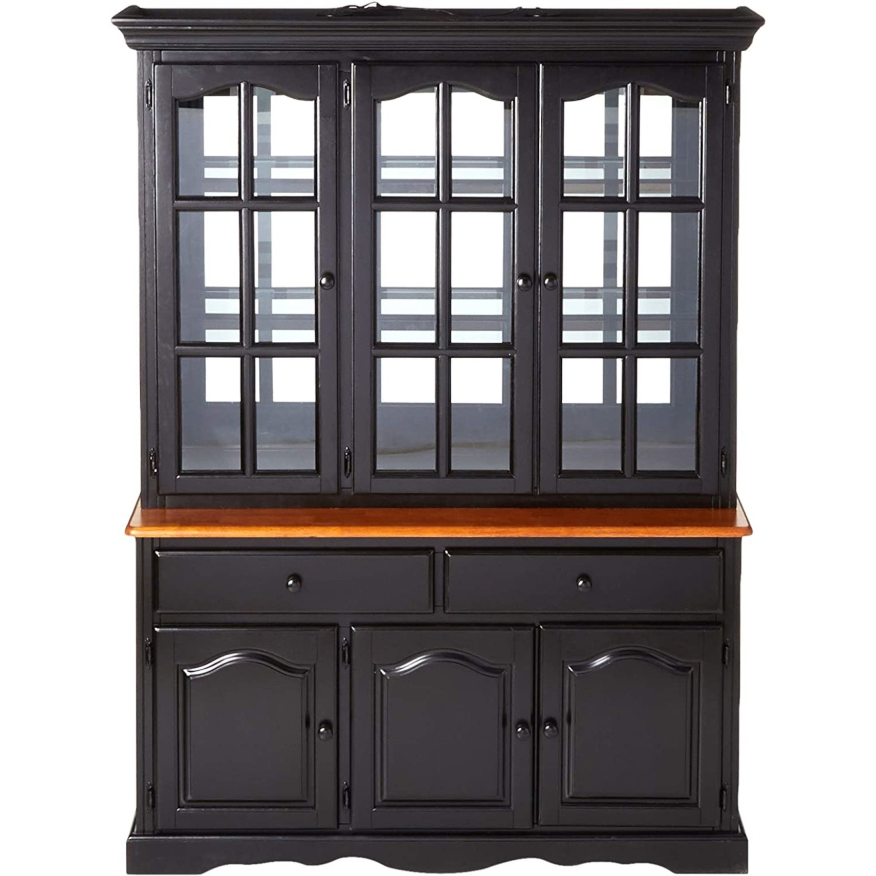 Sunset Trading Black Cherry Selections Treasure Buffet and Lighted Hutch | Antique Black and Cherry