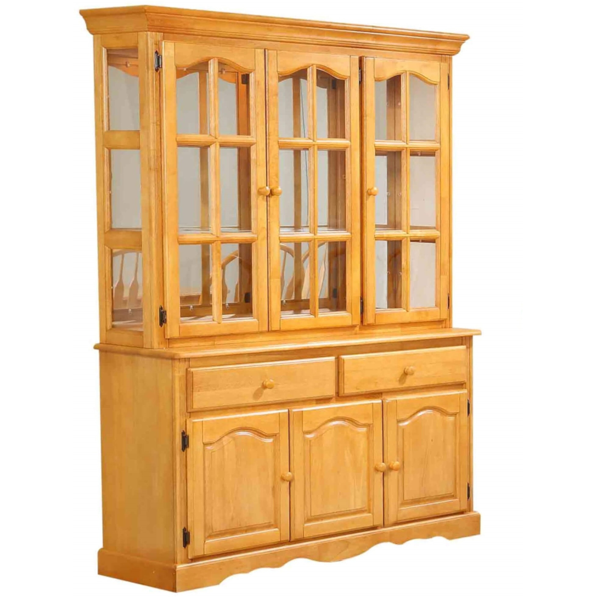 Sunset Trading Oak Selections Treasure Buffet and Lighted Hutch | Light Oak