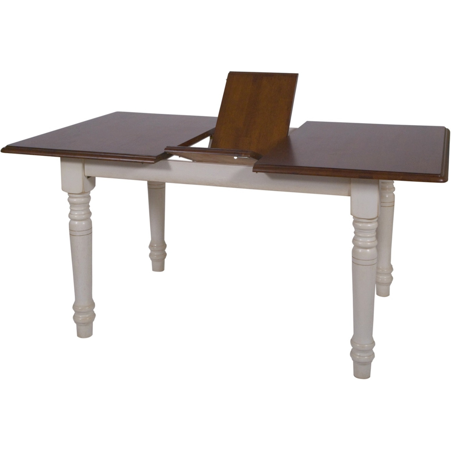 Sunset Trading Andrews 5 Piece 60" Rectangular Extendable Dining Set | Butterfly Leaf Table | 4 Napoleon Chairs | Antique White and Chestnut Brown | Seats 6