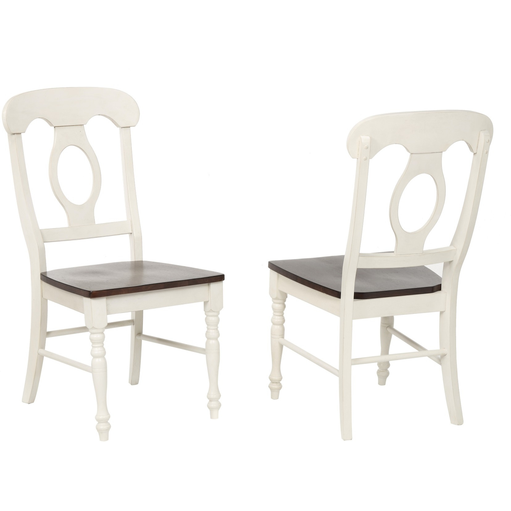 Sunset Trading Andrews 5 Piece 60" Rectangular Extendable Dining Set | Butterfly Leaf Table | 4 Napoleon Chairs | Antique White and Chestnut Brown | Seats 6