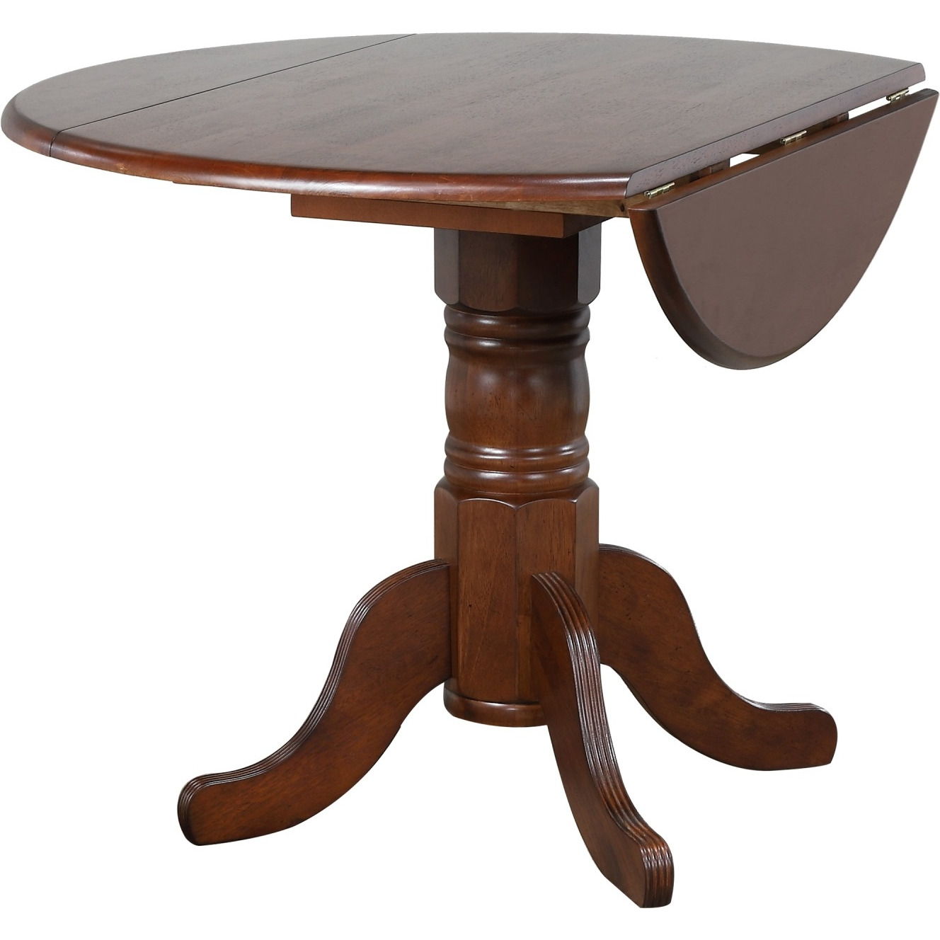 Sunset Trading Andrews 3 Piece 42" Round Drop Leaf Dining Set | Chestnut Brown | Napoleon Chairs | Seats 6