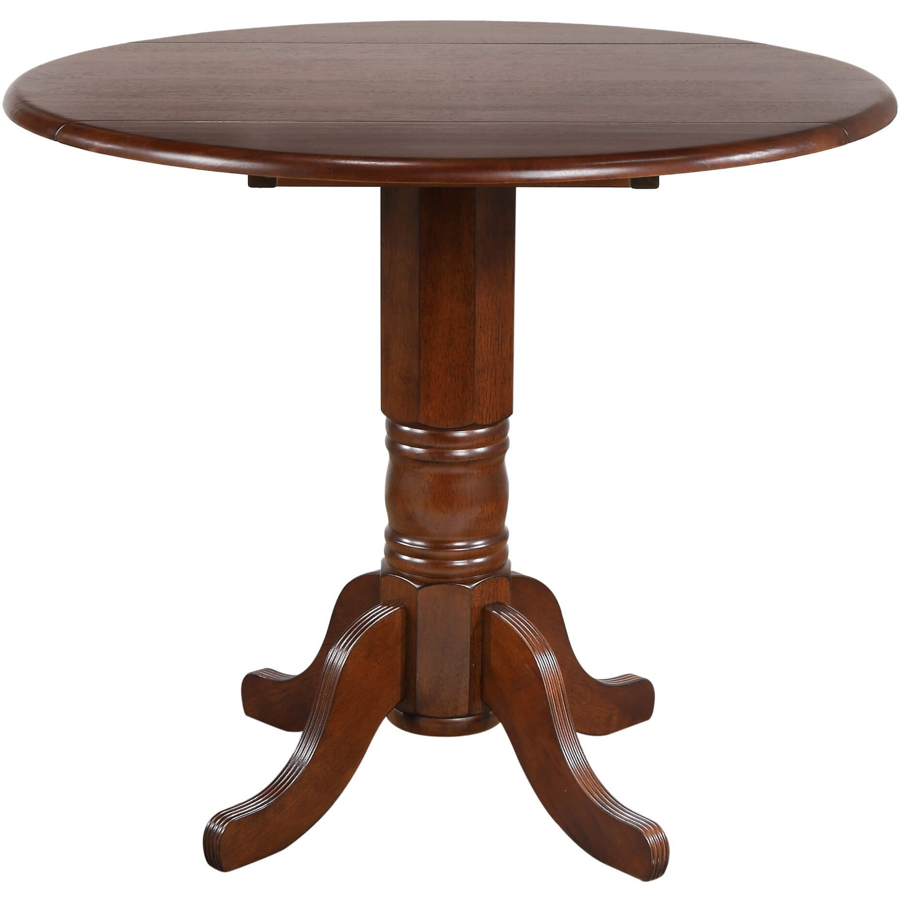 Sunset Trading Andrews 42" Round Drop Leaf Pub Table | Chestnut Brown | Seats 6