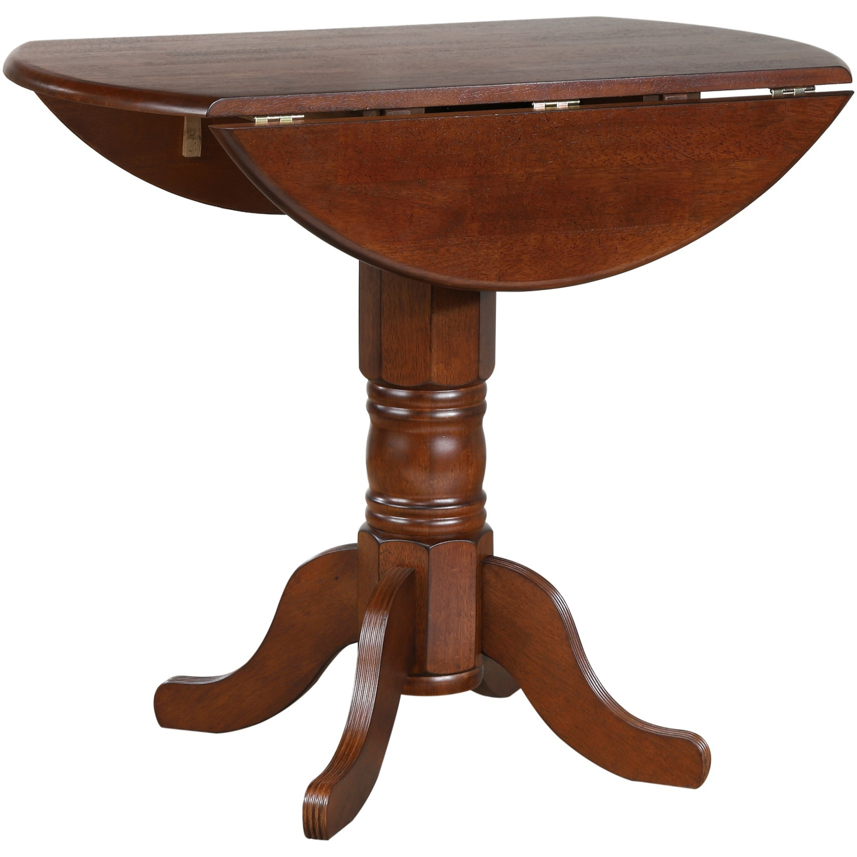 Sunset Trading Andrews 42" Round Drop Leaf Pub Table | Chestnut Brown | Seats 6