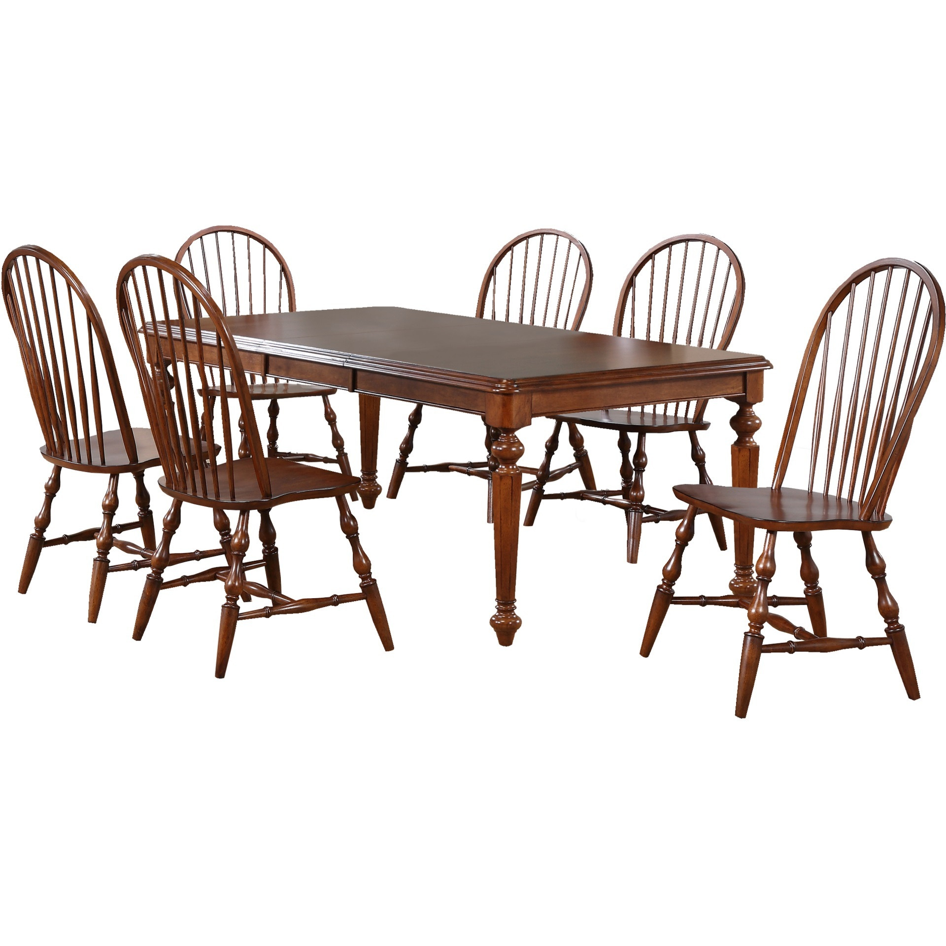 Sunset Trading Andrews 7 Piece 76" Rectangular Extendable Dining Set | Butterfly Leaf Table | Chestnut Brown | Seats 8