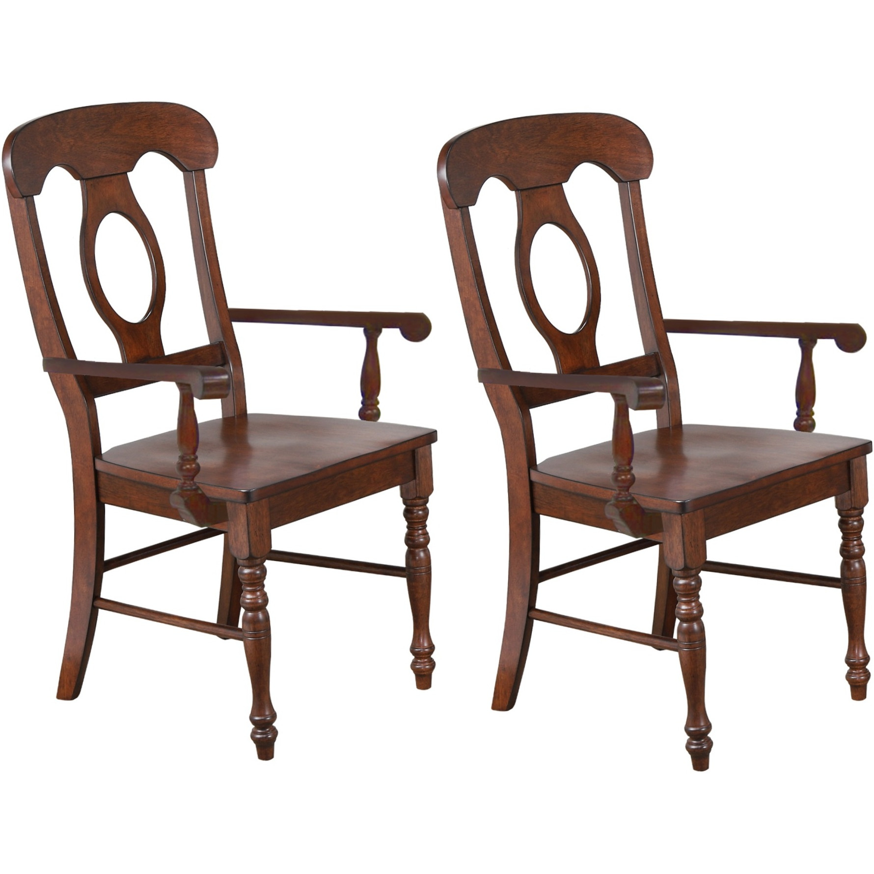 Sunset Trading Andrews Napoleon Dining Chair with Arms | Chestnut Brown | Set of 2