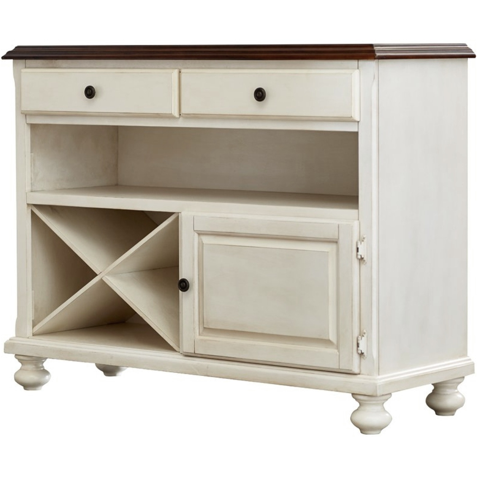 Sunset Trading Andrews Server | Antique White with Chestnut Brown Top