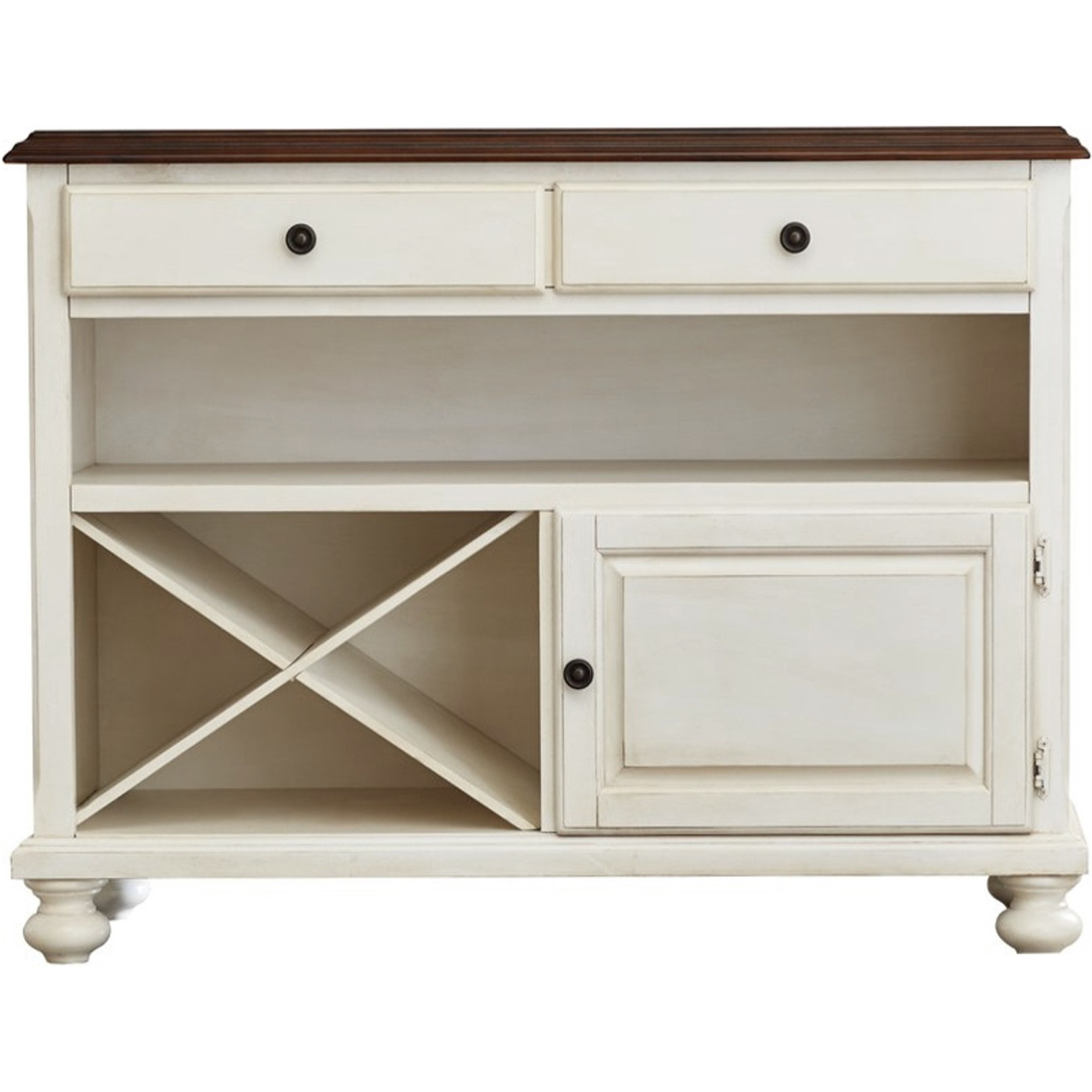 Sunset Trading Andrews Server | Antique White with Chestnut Brown Top