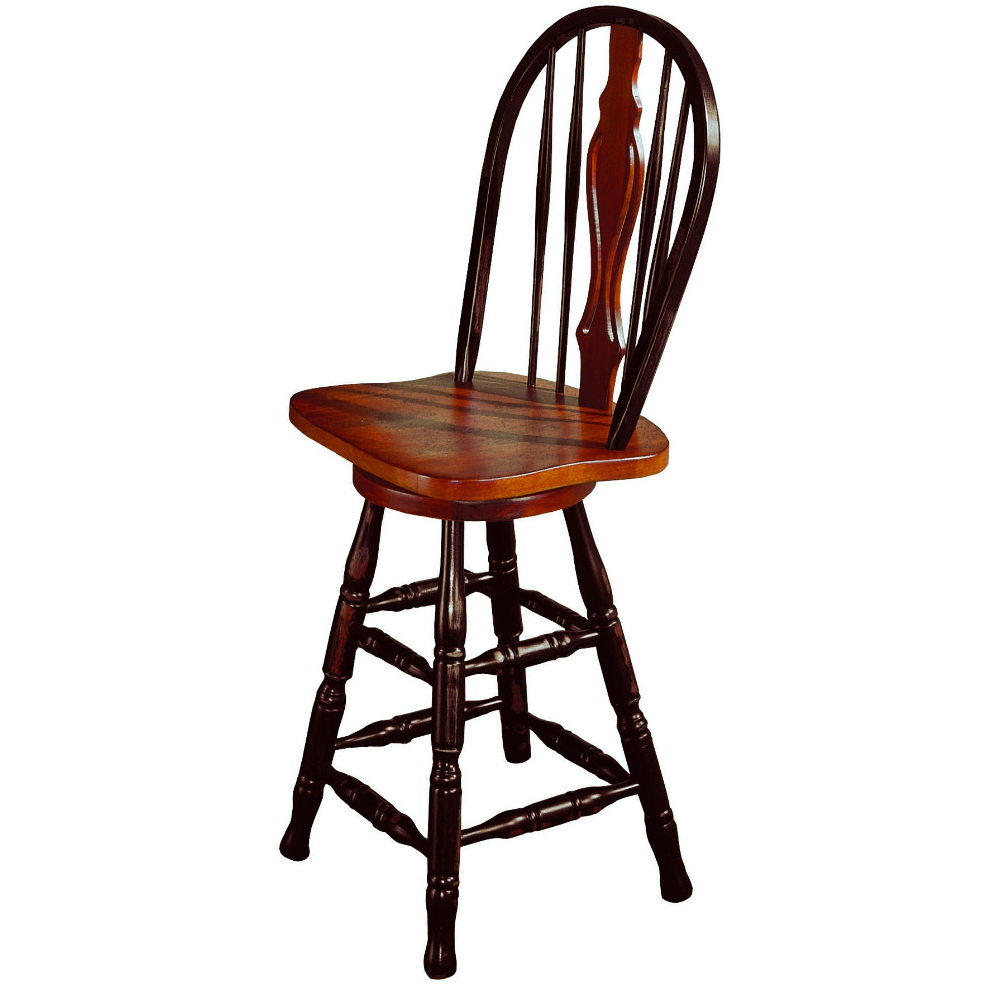 Sunset Trading Black Cherry Selections 24" Keyhole Barstool | Counter Height Stool | Antique Black with Cherry Accents