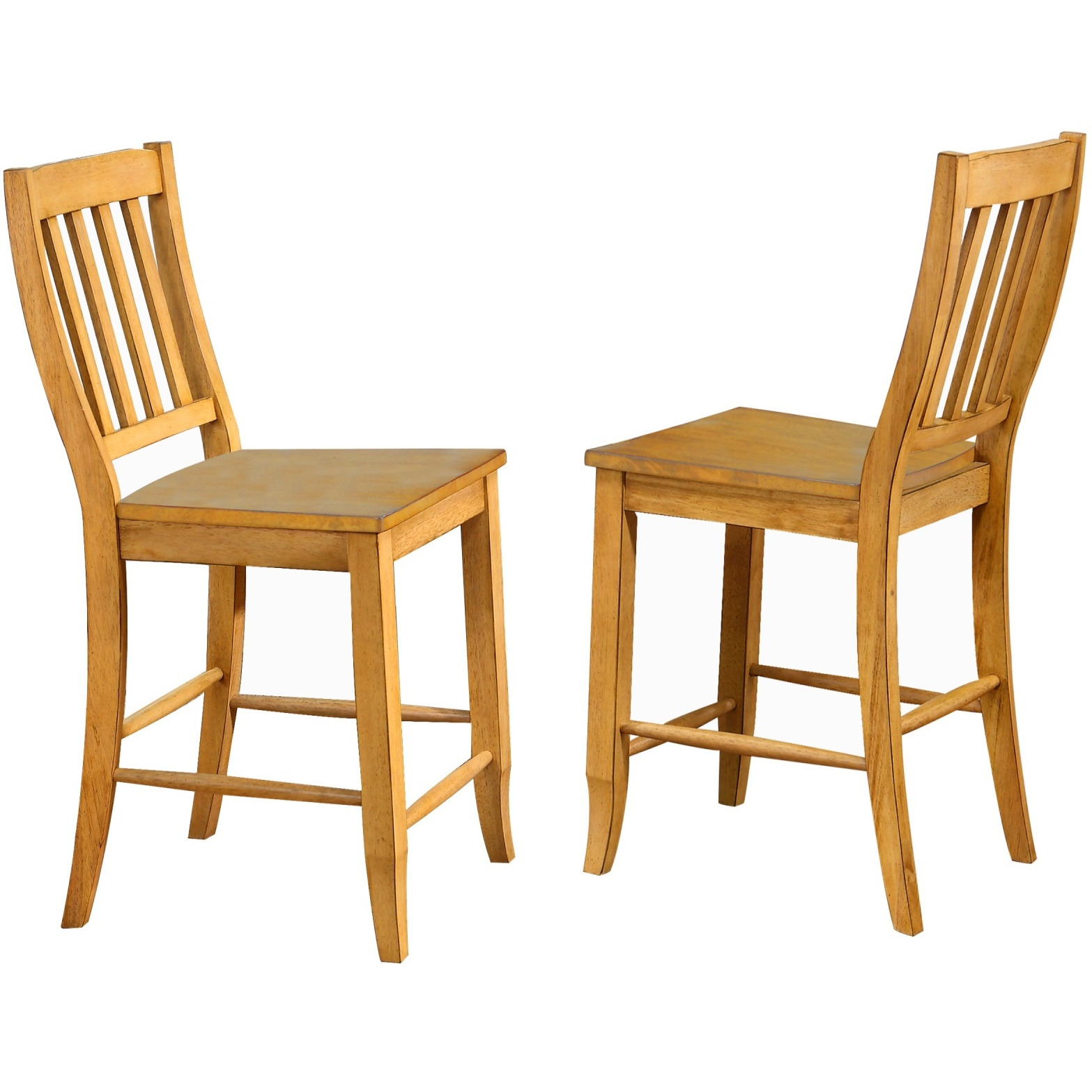 Sunset Trading Oak Selections School House 24" Barstool | Counter Height Stool | Light Oak | Set of 2