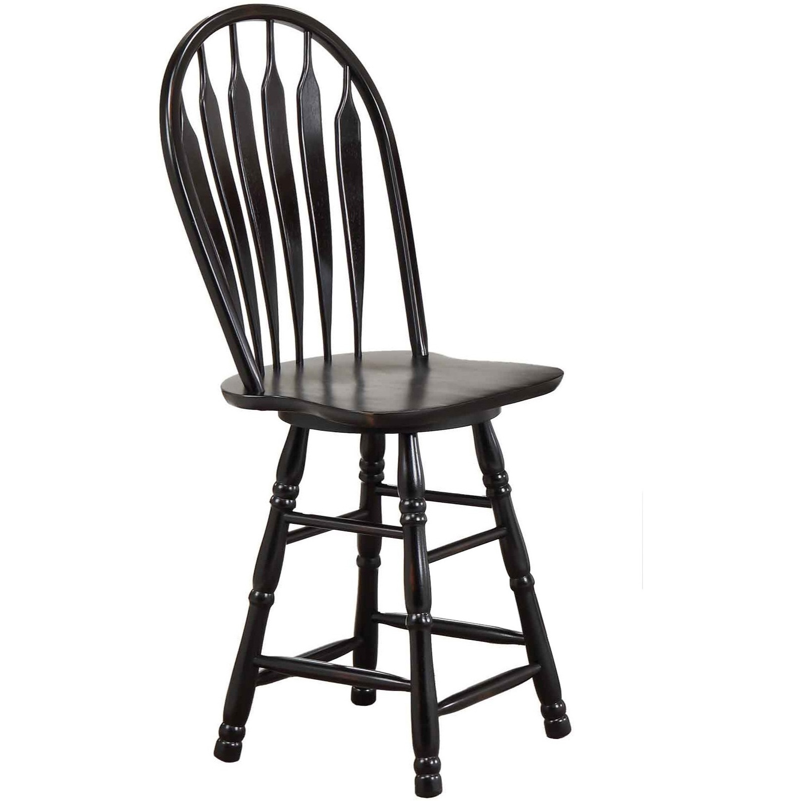 Sunset Trading Black Cherry Selections 24" Swivel Barstool | Counter Height Stool | Antique Black