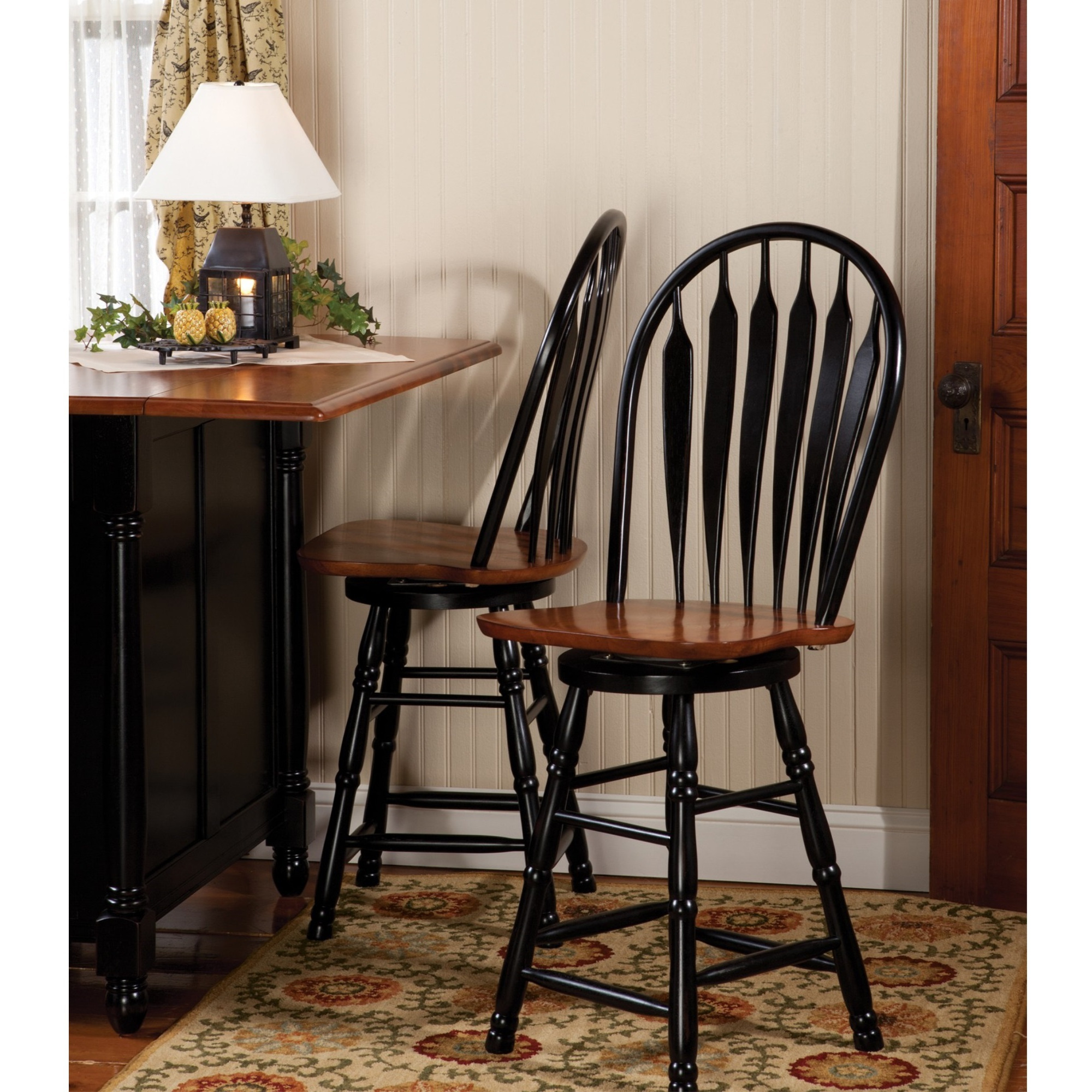 Sunset Trading Black Cherry Selections 24" Swivel Barstool | Counter Height Stool | Antique Black and Cherry