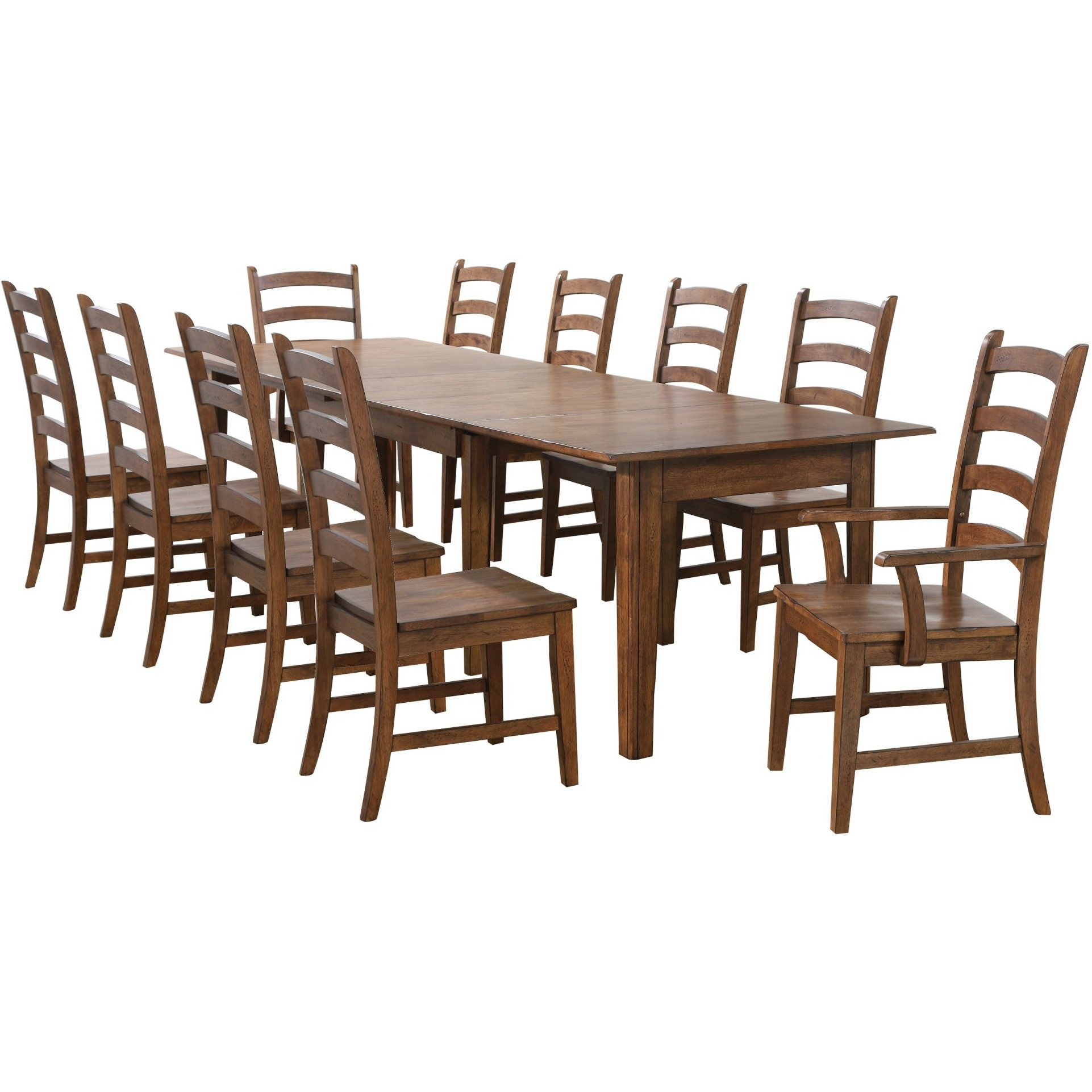 Sunset Trading Simply Brook 11 Piece 134" Rectangular Extendable Table Dining Set | Amish Brown | Seats 12