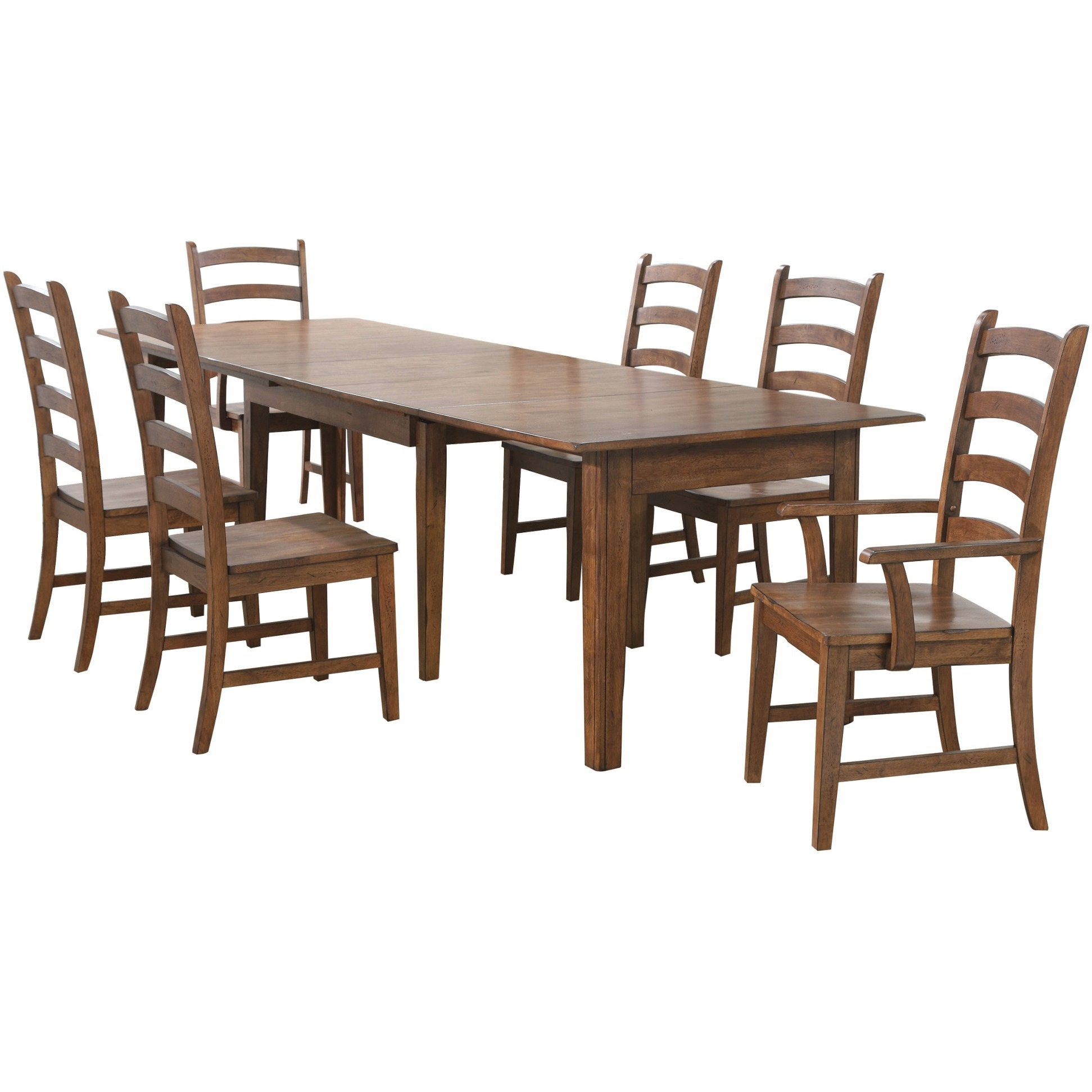 Sunset Trading Simply Brook 7 Piece 134" Rectangular Extendable Table Dining Set| Amish Brown | Seats 12