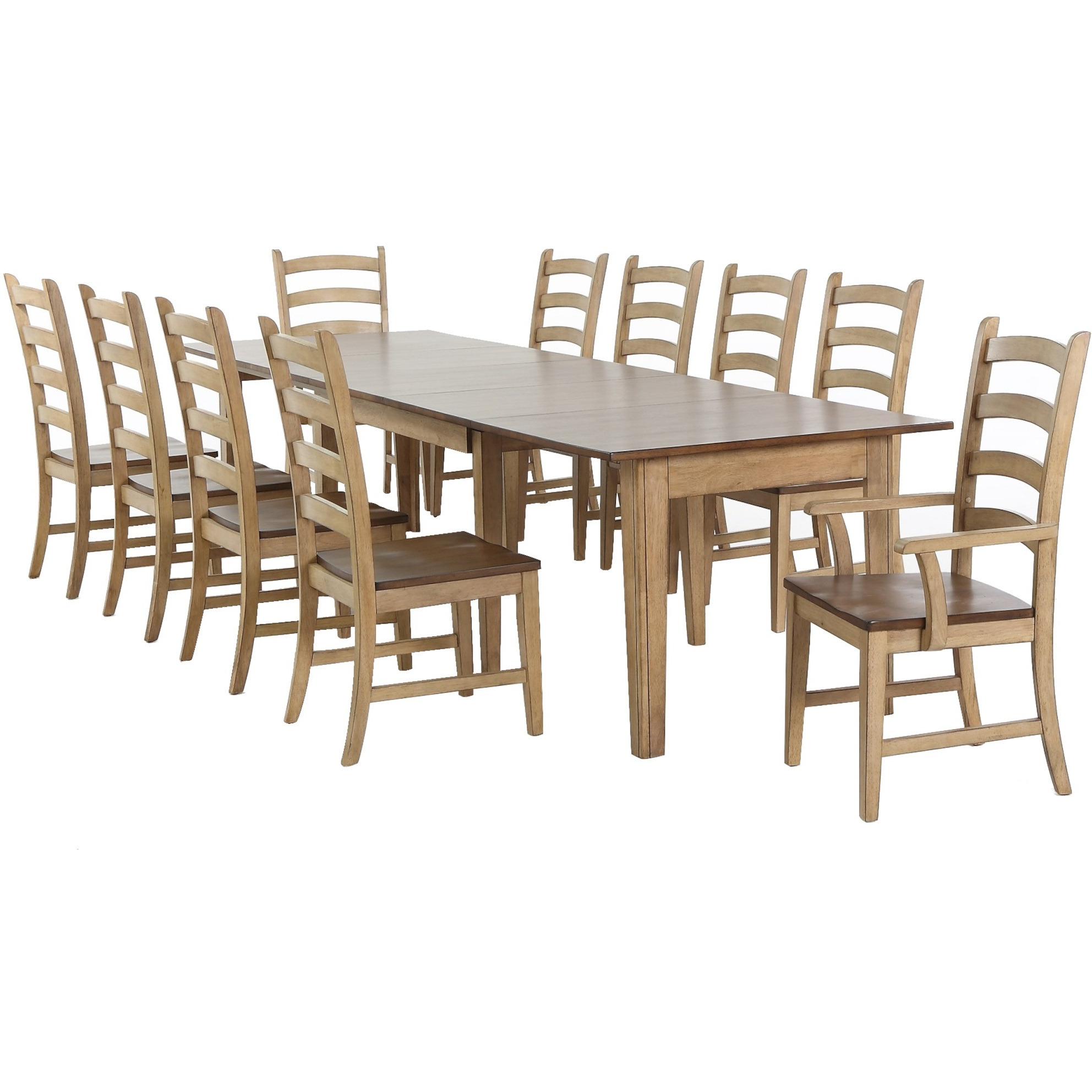 Sunset Trading Brook 11 Piece 134" Rectangular Extendable Dining Set| Arm Chairs | Seats 12