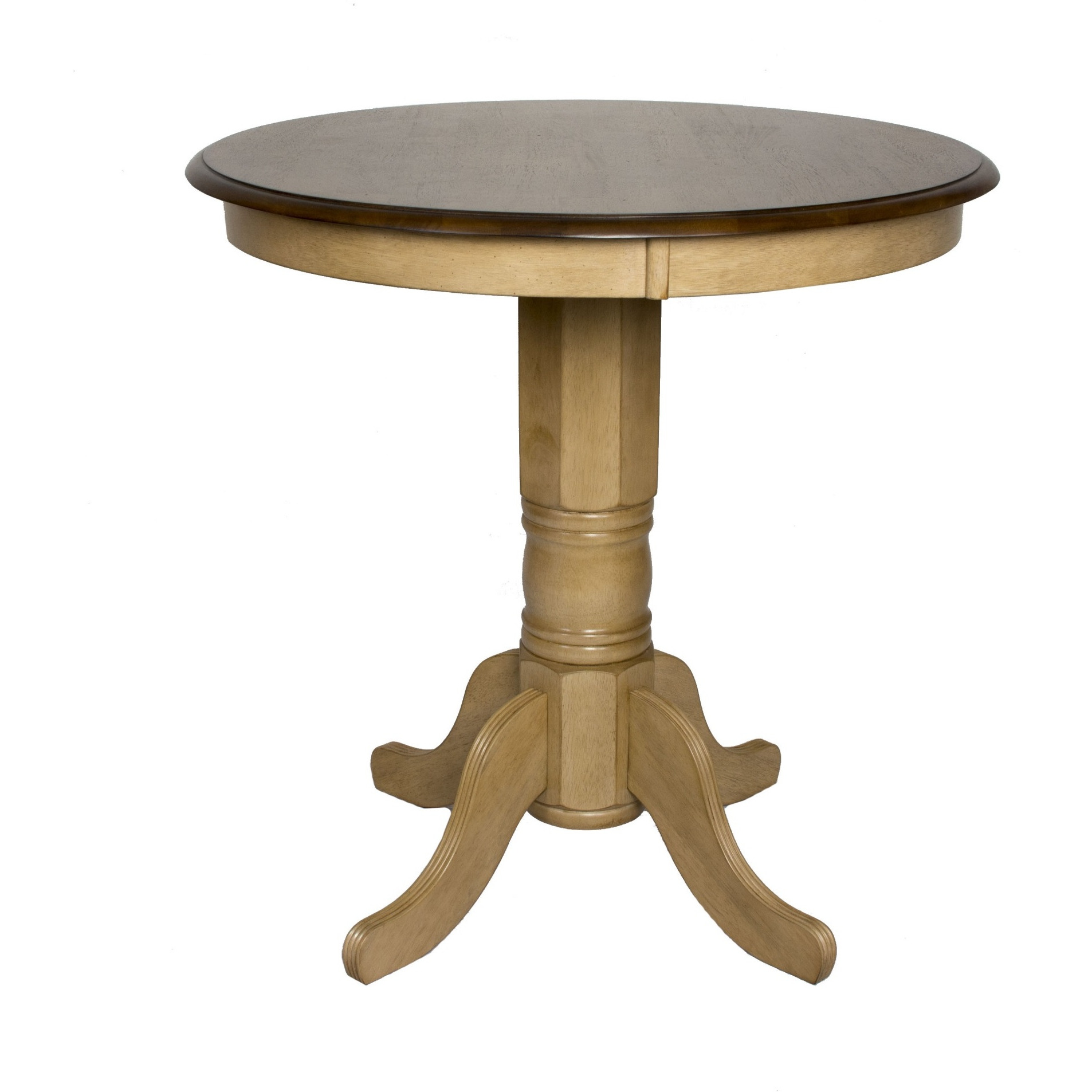 Sunset Trading Brook 3 Piece 36" Round Pub Table Set with Fancy Slat Stools | Counter Height Dining | Seats 4