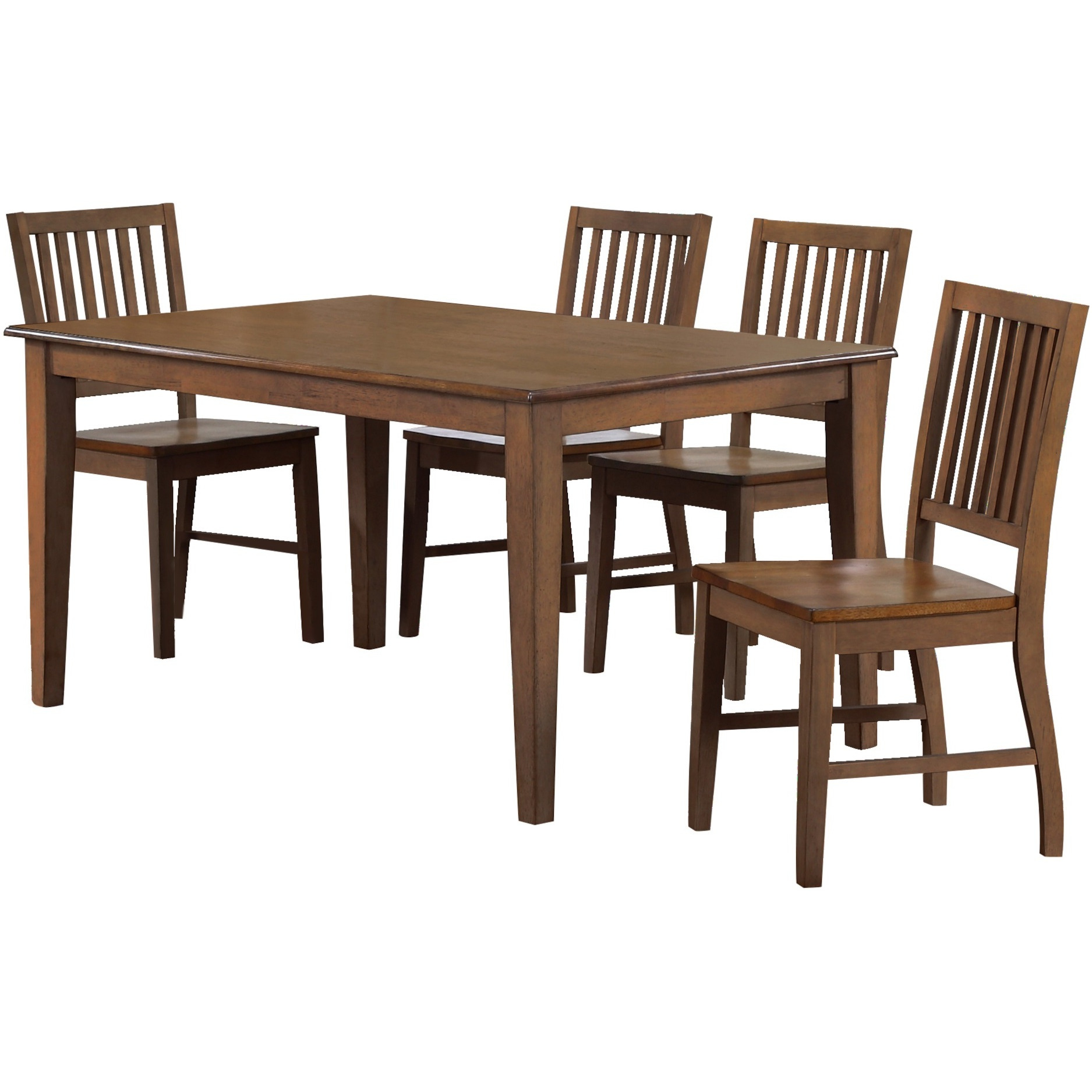 Sunset Trading Simply Brook 5 Piece 60" Rectangular Table Dining Set| 4 Chairs | Amish Brown | Seats 7