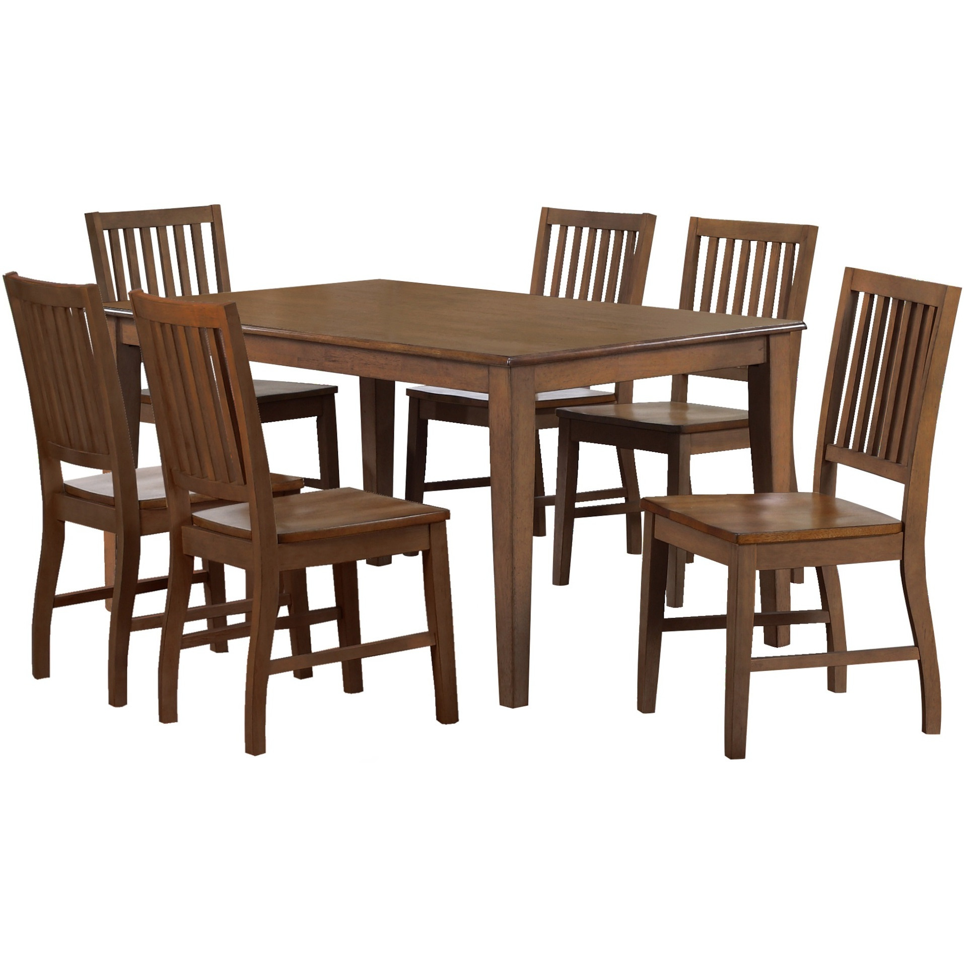 Sunset Trading Simply Brook 7 Piece 60" Rectangular Table Dining Set| 6 Chairs | Amish Brown | Seats 7