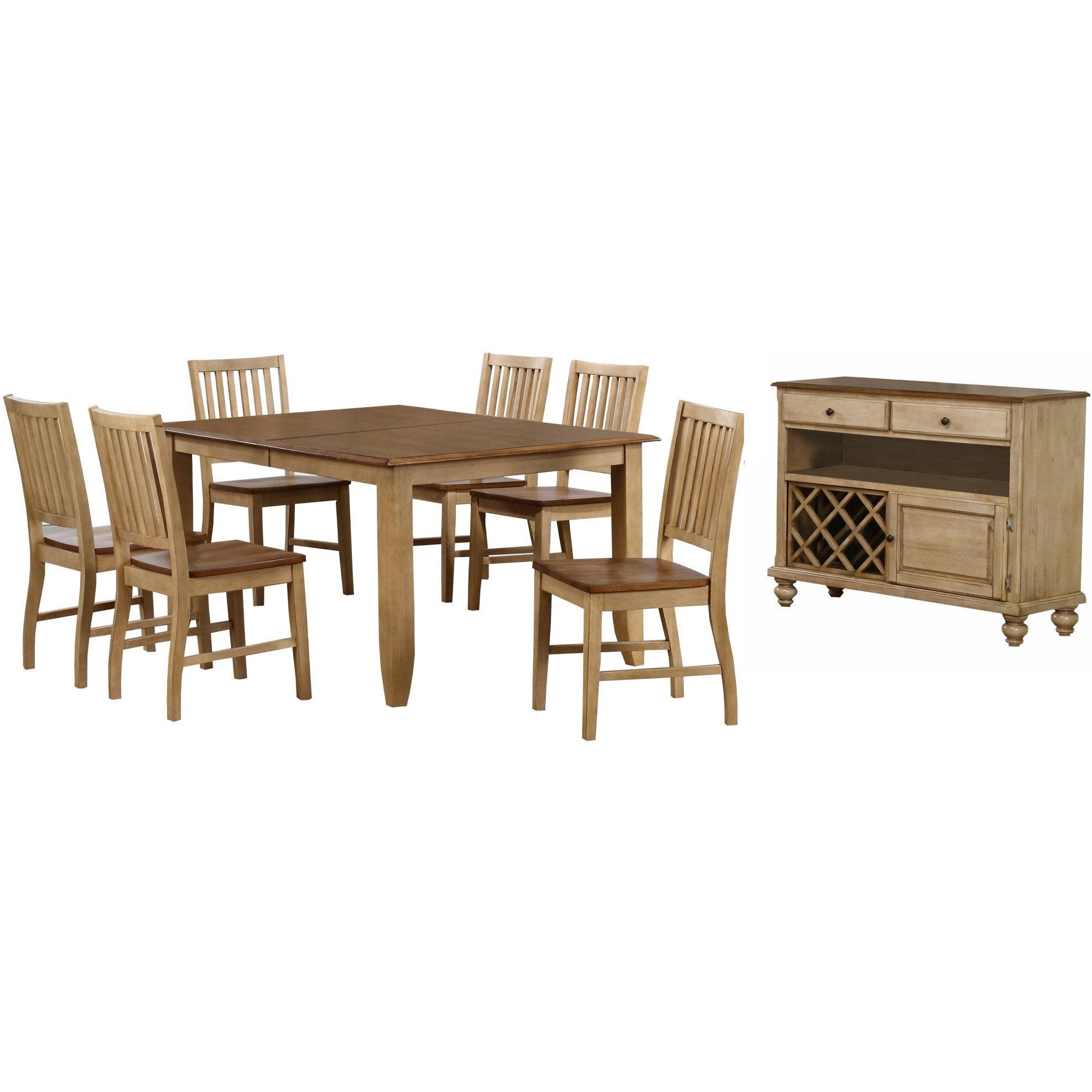 Sunset Trading Brook 8 Piece 72" Rectangular Extendable Table Dining Set with Server| Seats 8