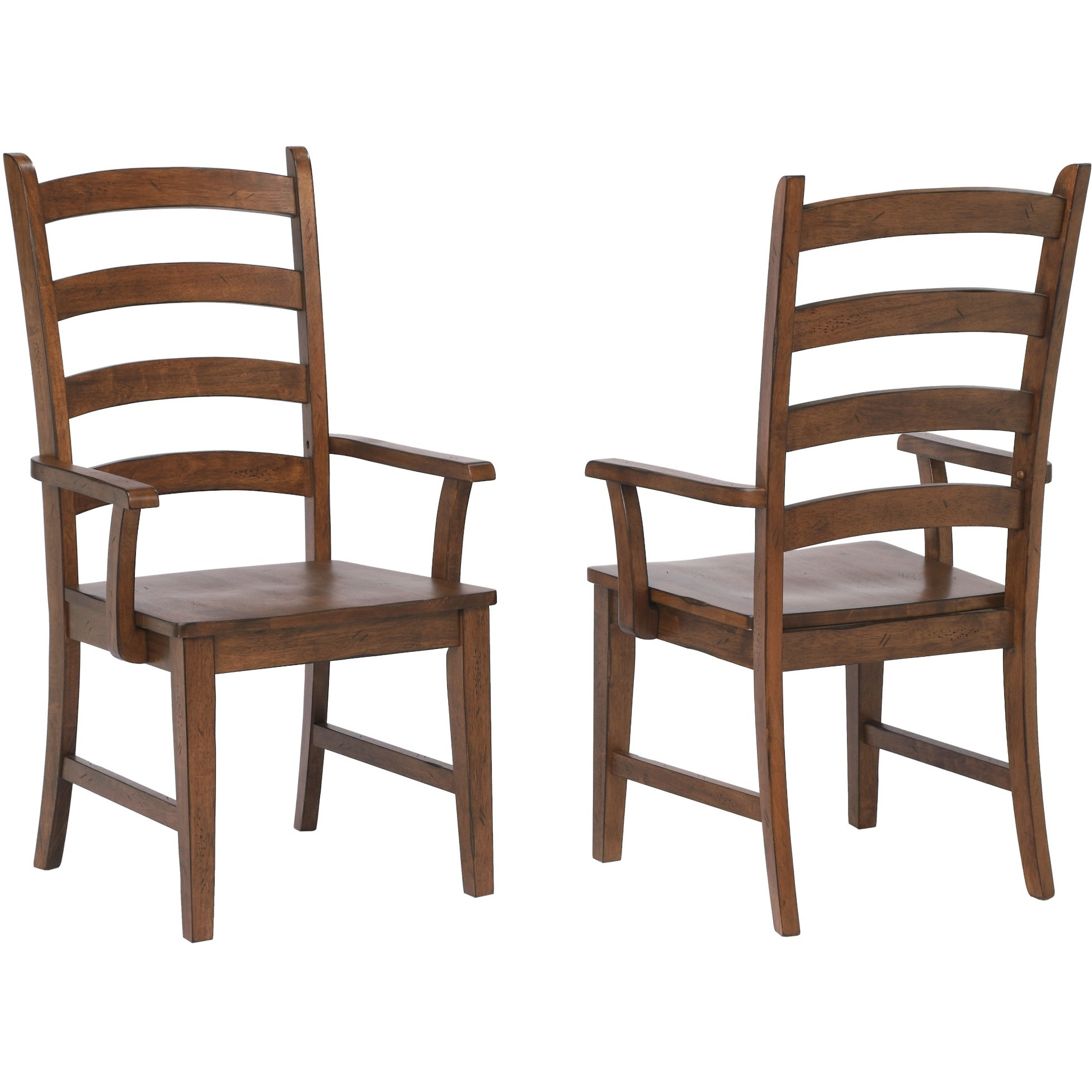 Sunset Trading Simply Brook Ladder Back Dining Chair with Arms | Set of 2 | Amish Brown
