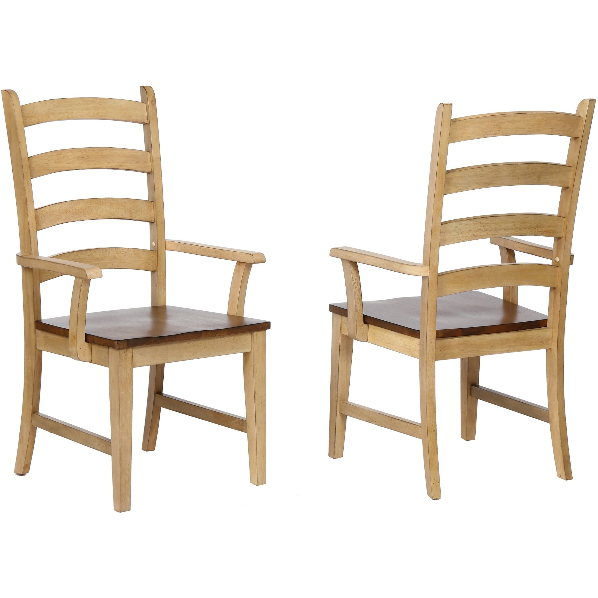 Sunset Trading Brook Ladder Back Dining Chair with Arms | Set of 2 Armchairs