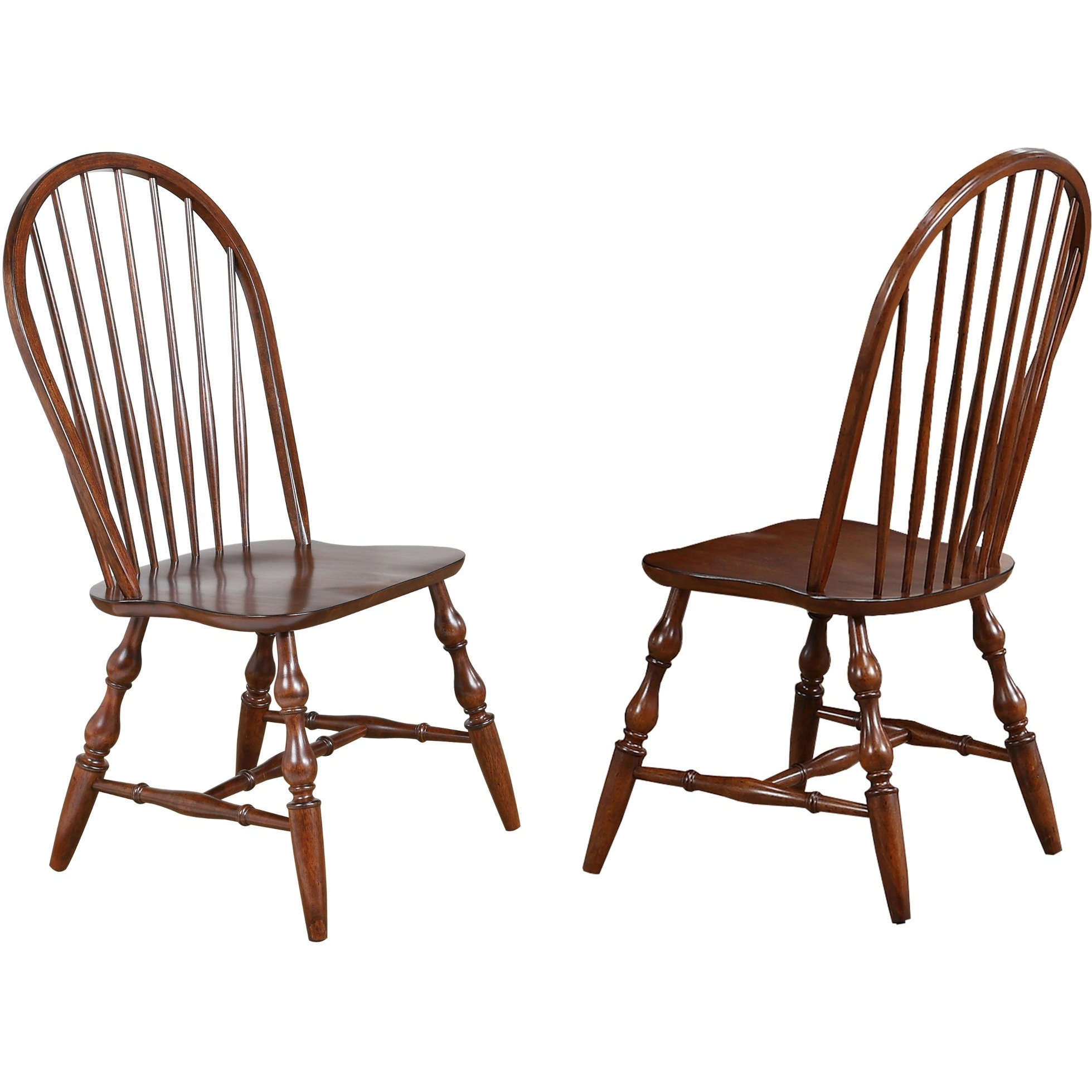 Sunset Trading Andrews Windsor Spindleback Dining Chair | Chestnut Brown | Set of 2