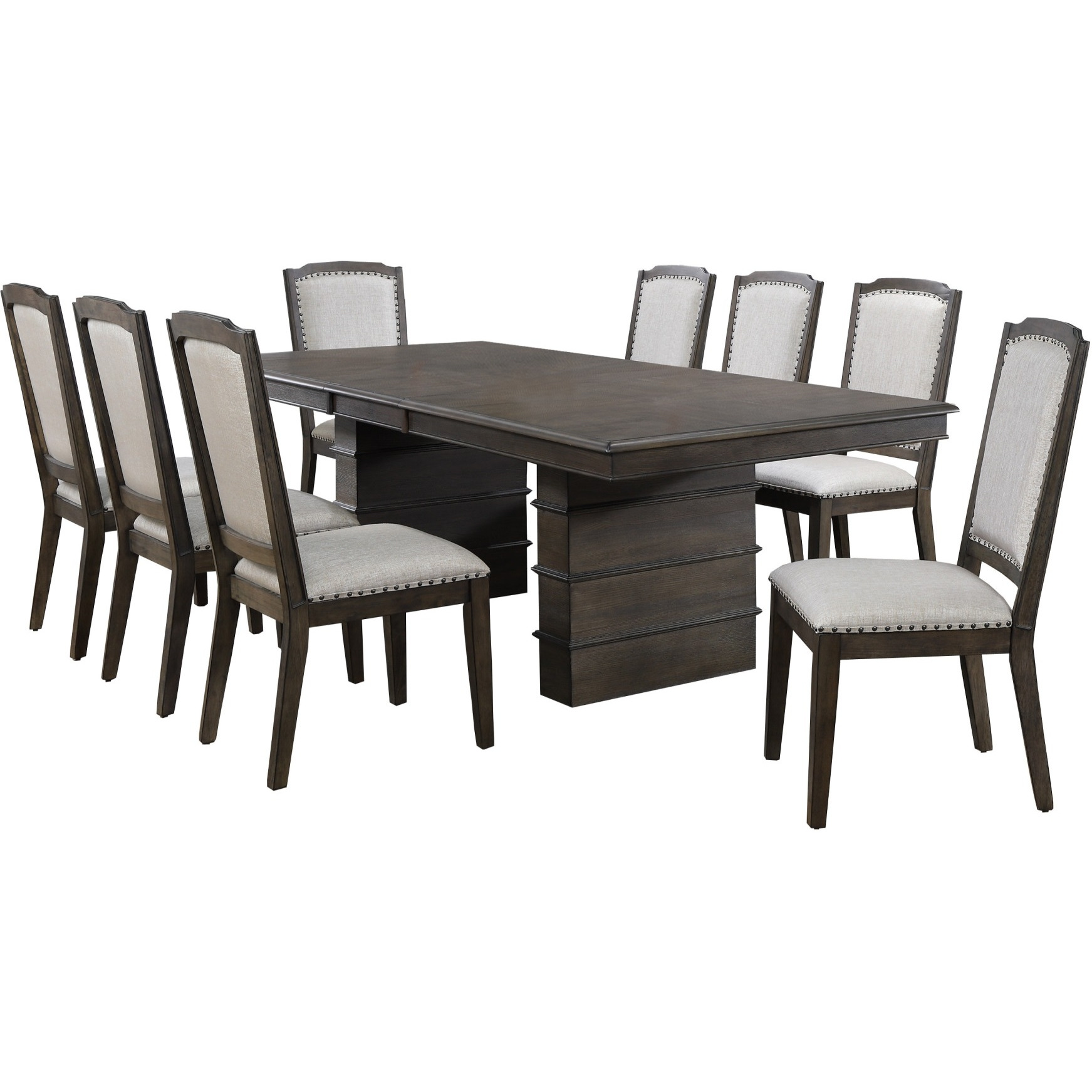 Sunset Trading Cali 9 Piece 96" Rectangular Extendable Dining Table Set| Brown Solid Wood | Seats 8