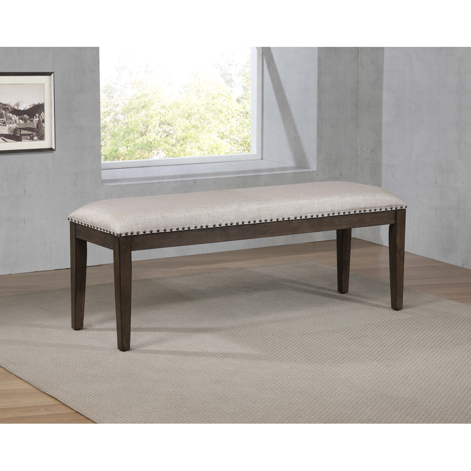 Sunset Trading Cali 50" Dining Bench | Brown Solid Wood | Nailheads