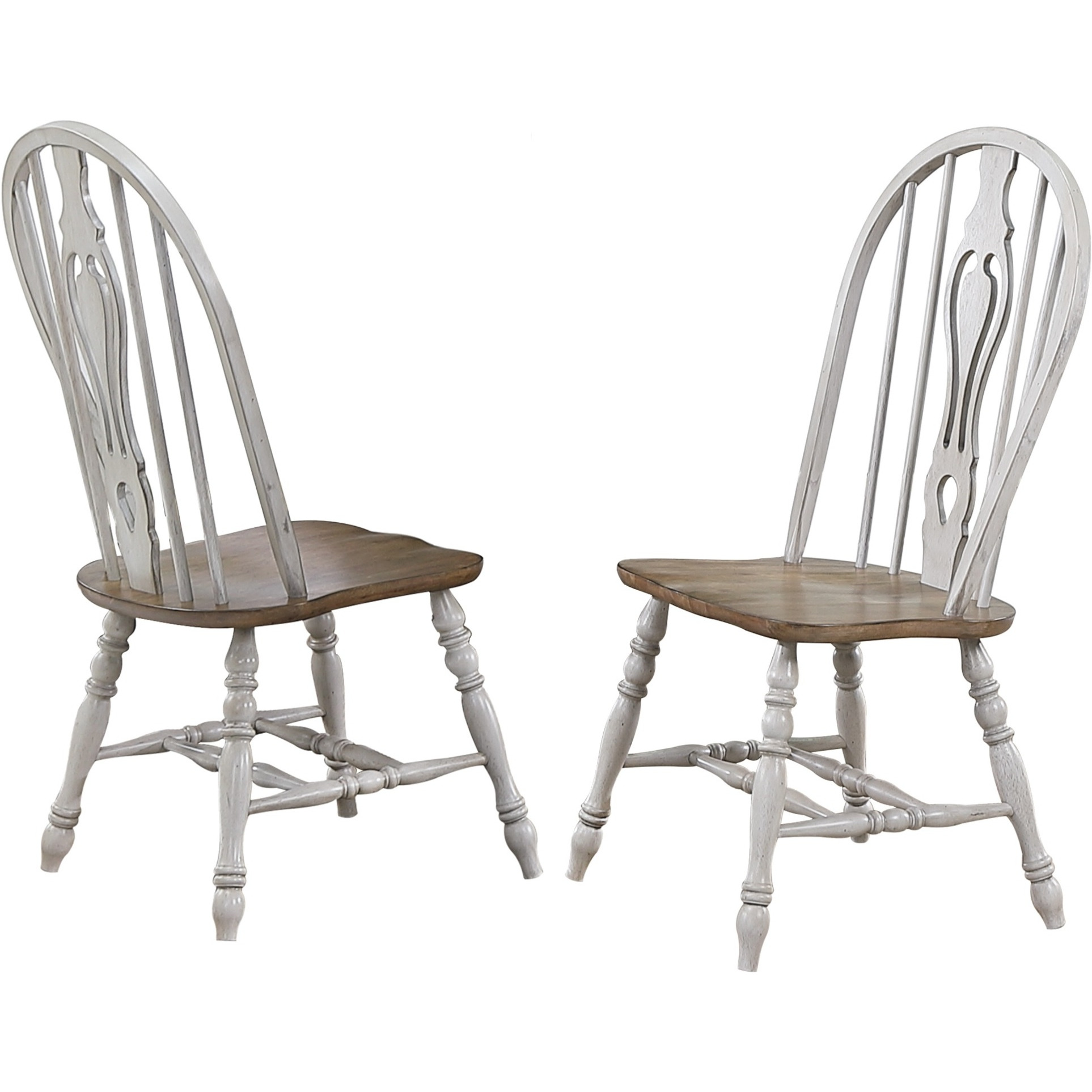 Sunset Trading Country Grove Keyhole Dining Chair | Distressed Gray and Brown Wood | Set of 2