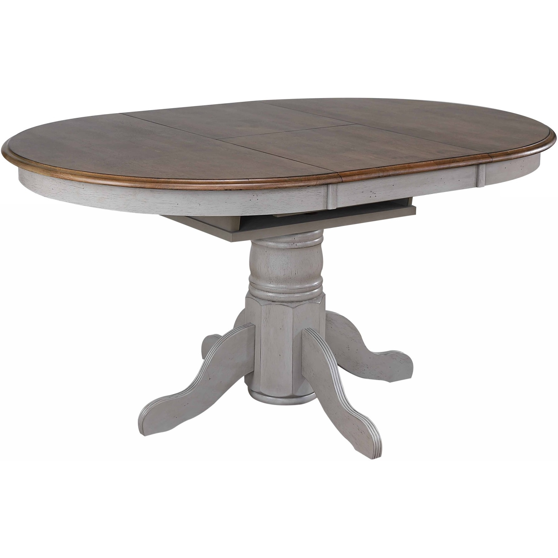 Sunset Trading Country Grove 42" Round to 60" Oval Extendable Dining Table Set | 2 Arm Chairs | Distressed Gray and Brown Wood | Seats 6