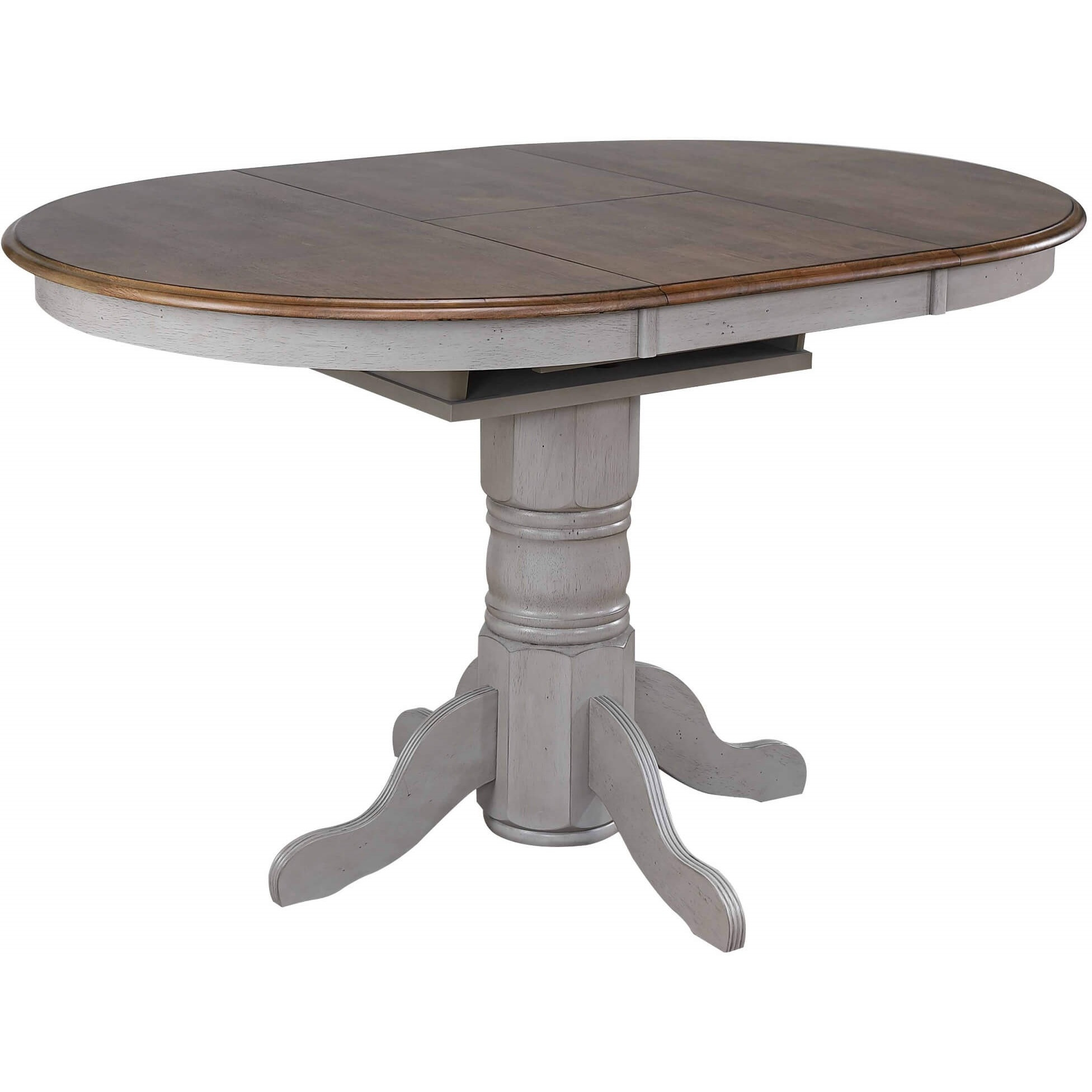 Sunset Trading Country Grove 42" Round to 60" Oval Extendable Pub Table | Counter Height Dining | Distressed Gray and Brown Wood | Seats 6