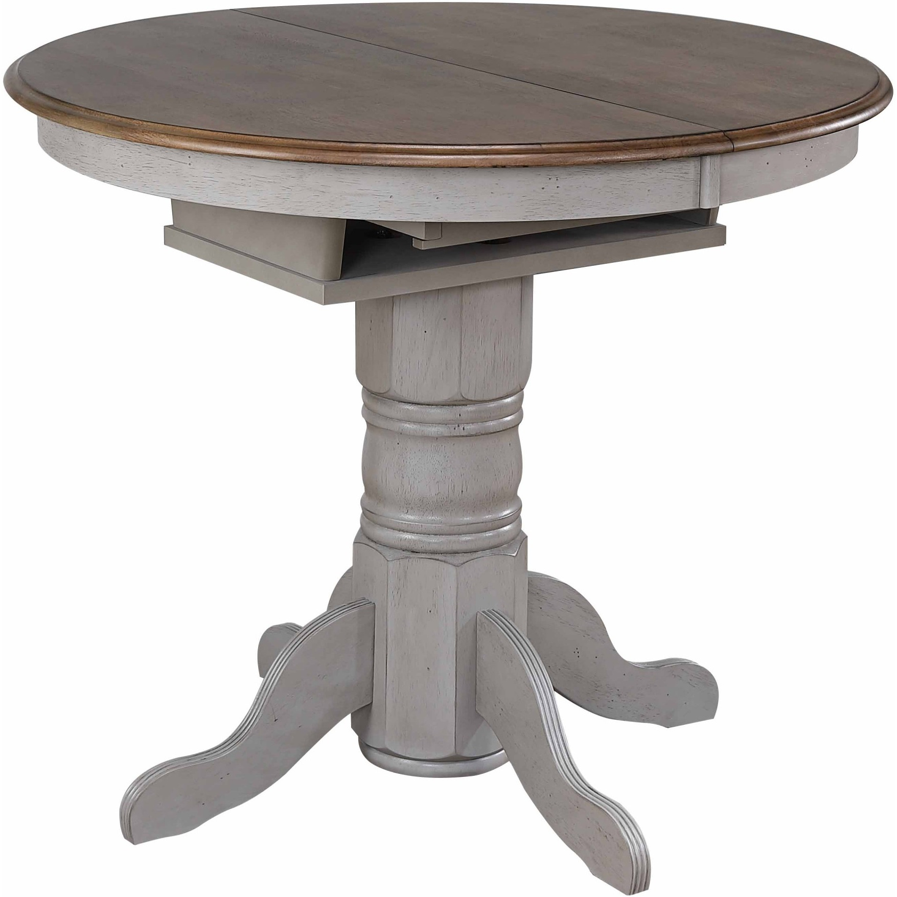 Sunset Trading Country Grove 42" Round to 60" Oval Extendable Pub Table | Counter Height Dining | Distressed Gray and Brown Wood | Seats 6