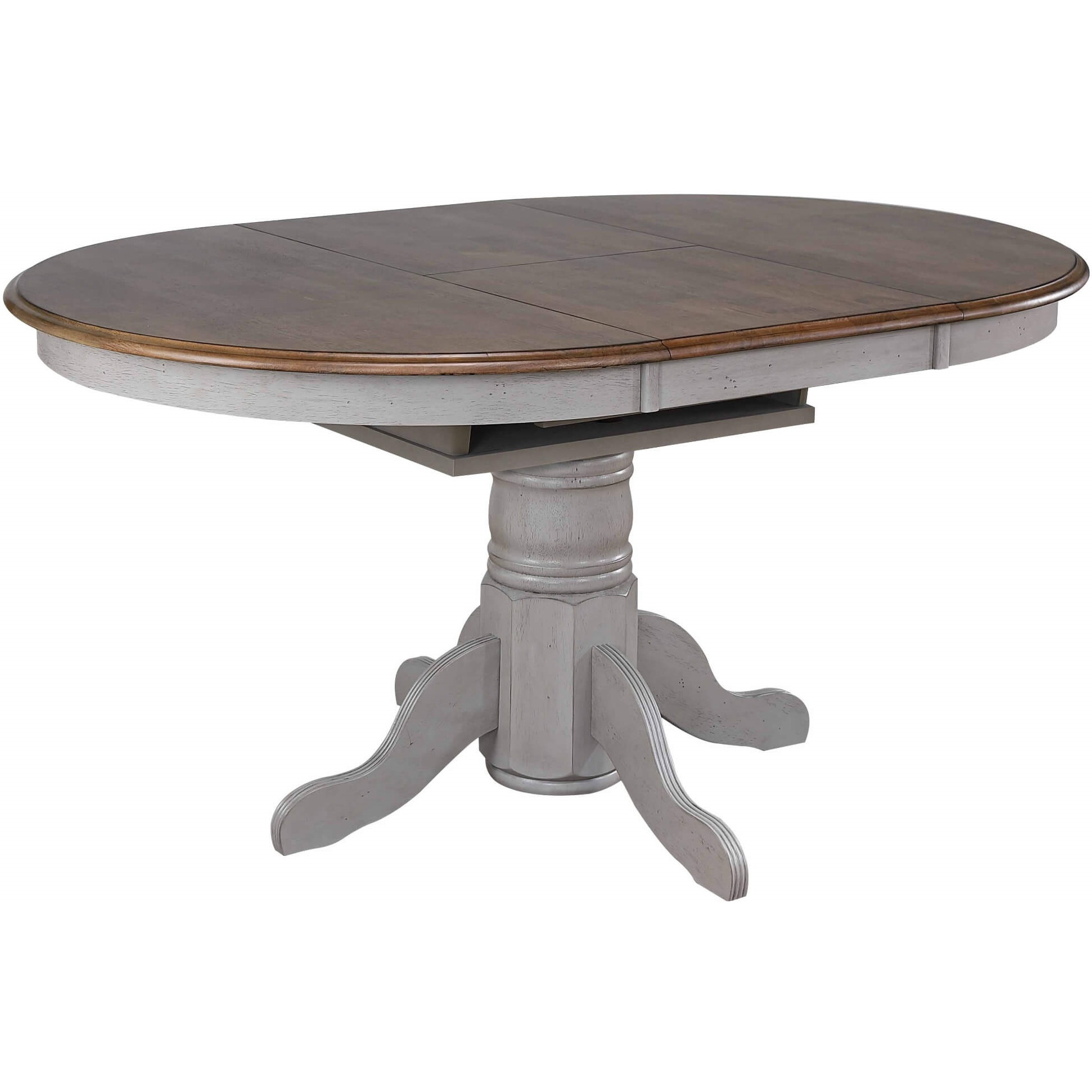 Sunset Trading Country Grove 42" Round to 60" Oval Extendable Dining Table | Distressed Gray and Brown Wood | Seats 6