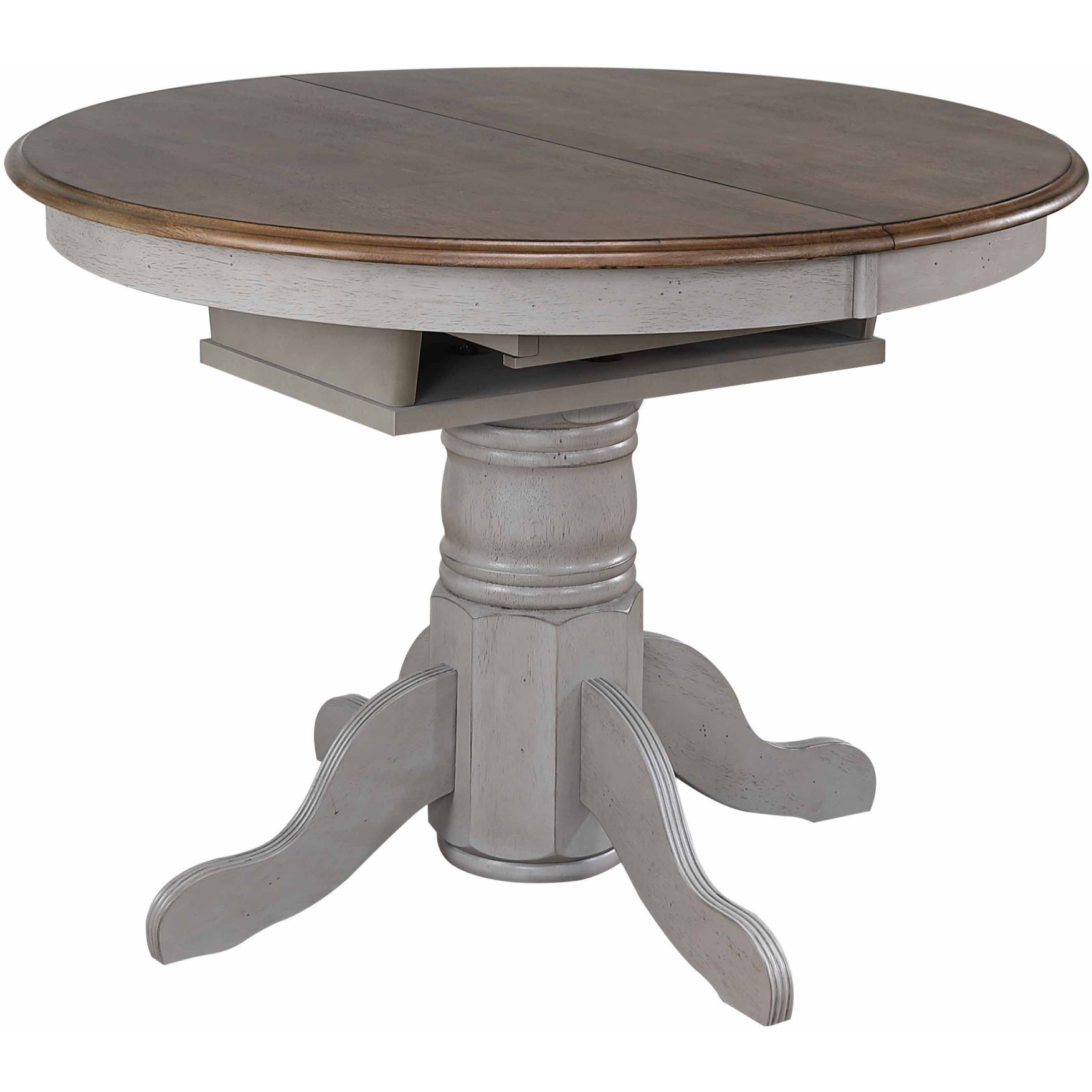 Sunset Trading Country Grove 42" Round to 60" Oval Extendable Dining Table | Distressed Gray and Brown Wood | Seats 6