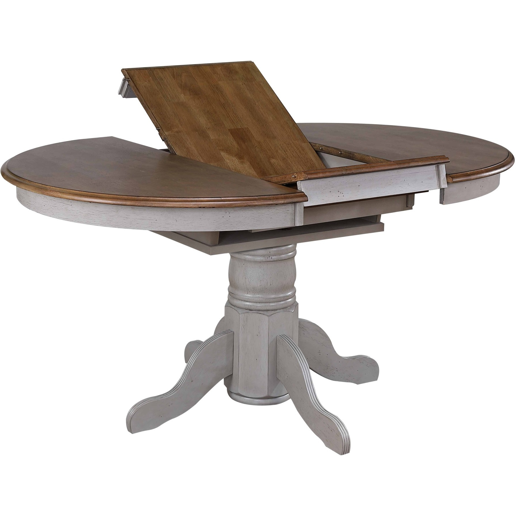 Sunset Trading Country Grove 42" Round to 60" Oval Extendable Dining Table | Distressed Gray and Brown Wood | Seats 6