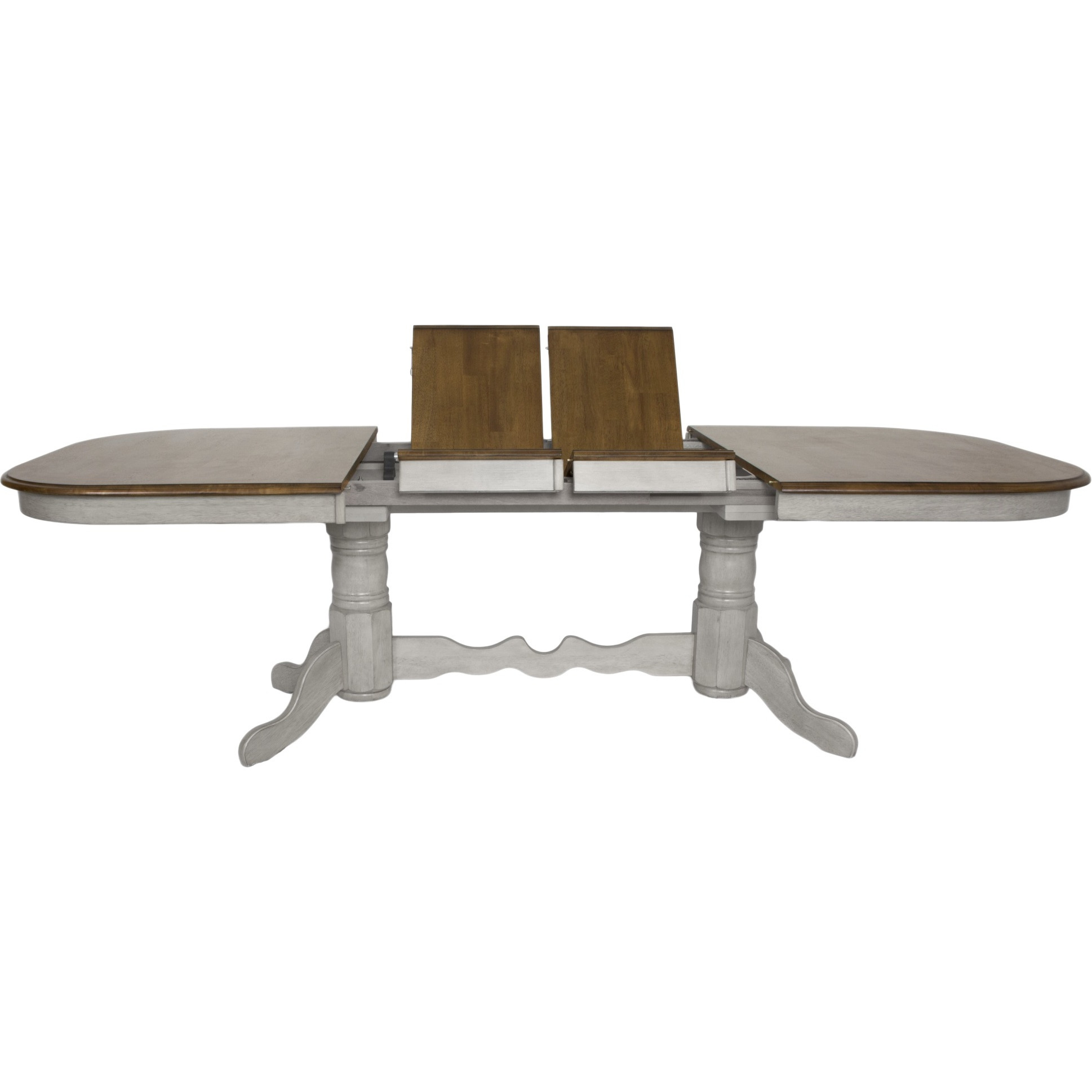 Sunset Trading Country Grove 9 Piece 96" Oval Double Pedestal Extendable Dining Table Set | 2 Arm Chairs | Distressed Gray and Brown Wood | Seats 10