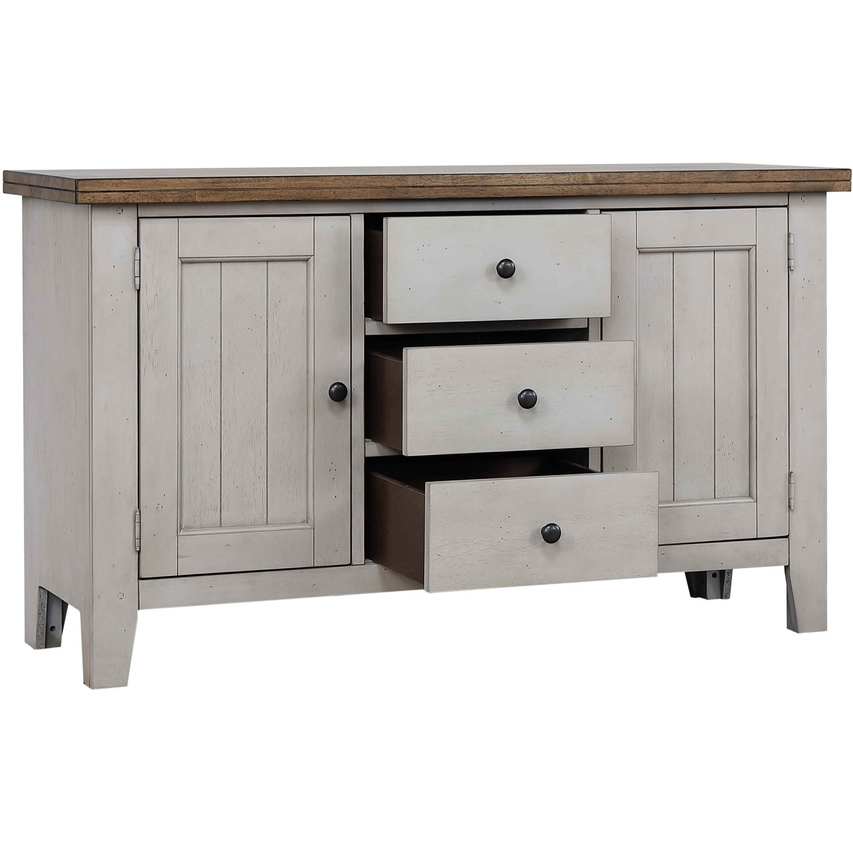 Sunset Trading Country Grove Buffet | Distressed Gray and Brown Wood