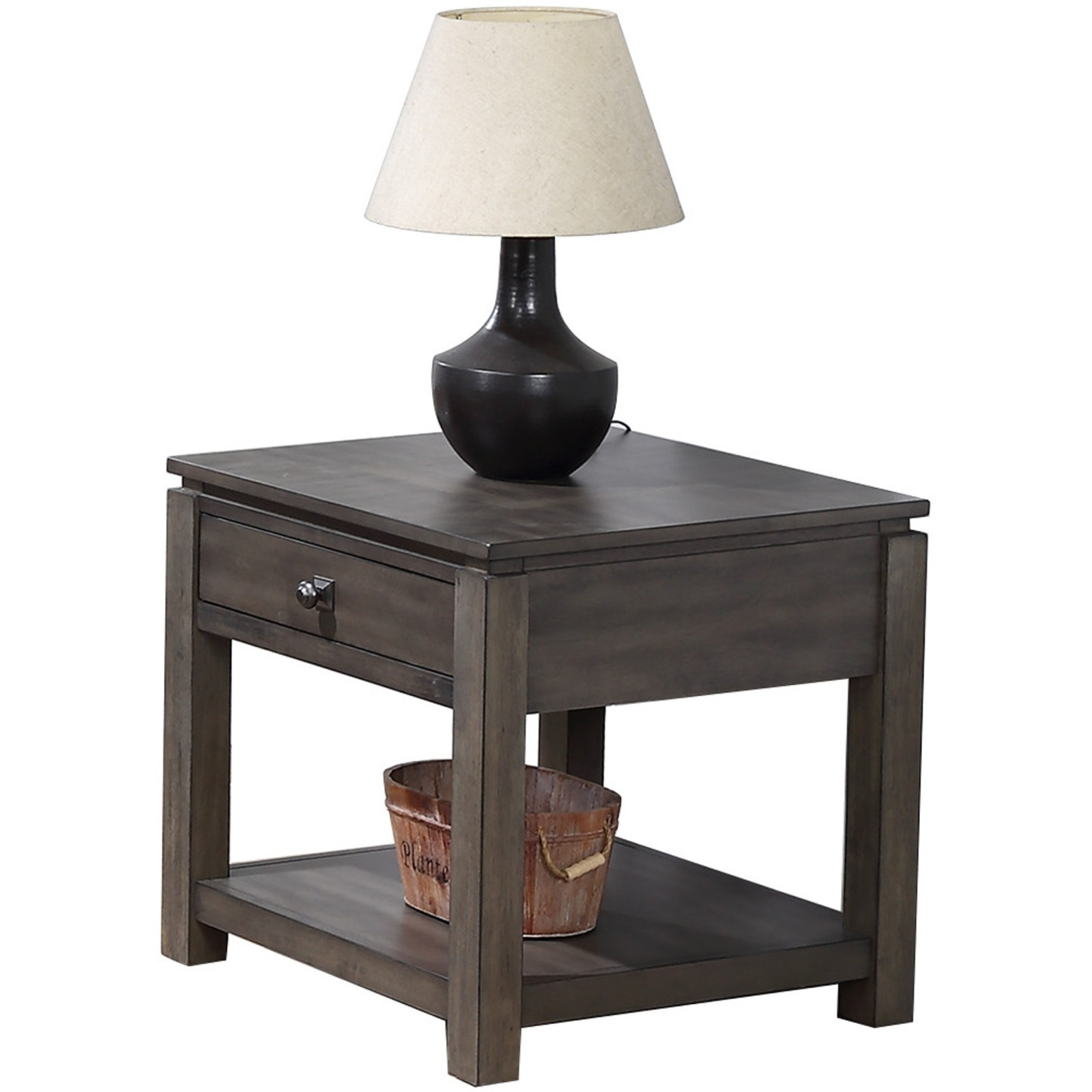 Sunset Trading Shades of Gray End Table with Drawer and Shelf