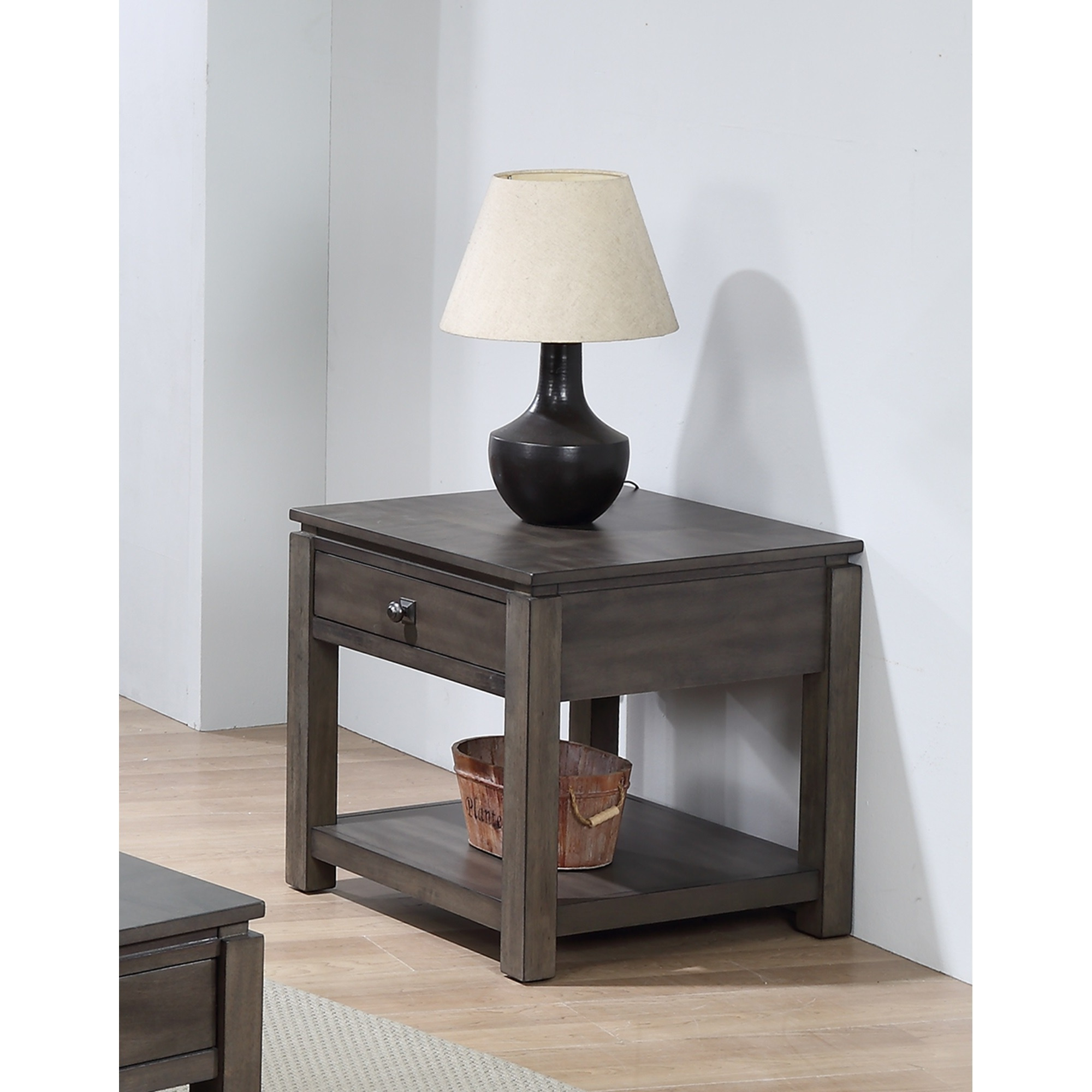 Sunset Trading Shades of Gray End Table with Drawer and Shelf