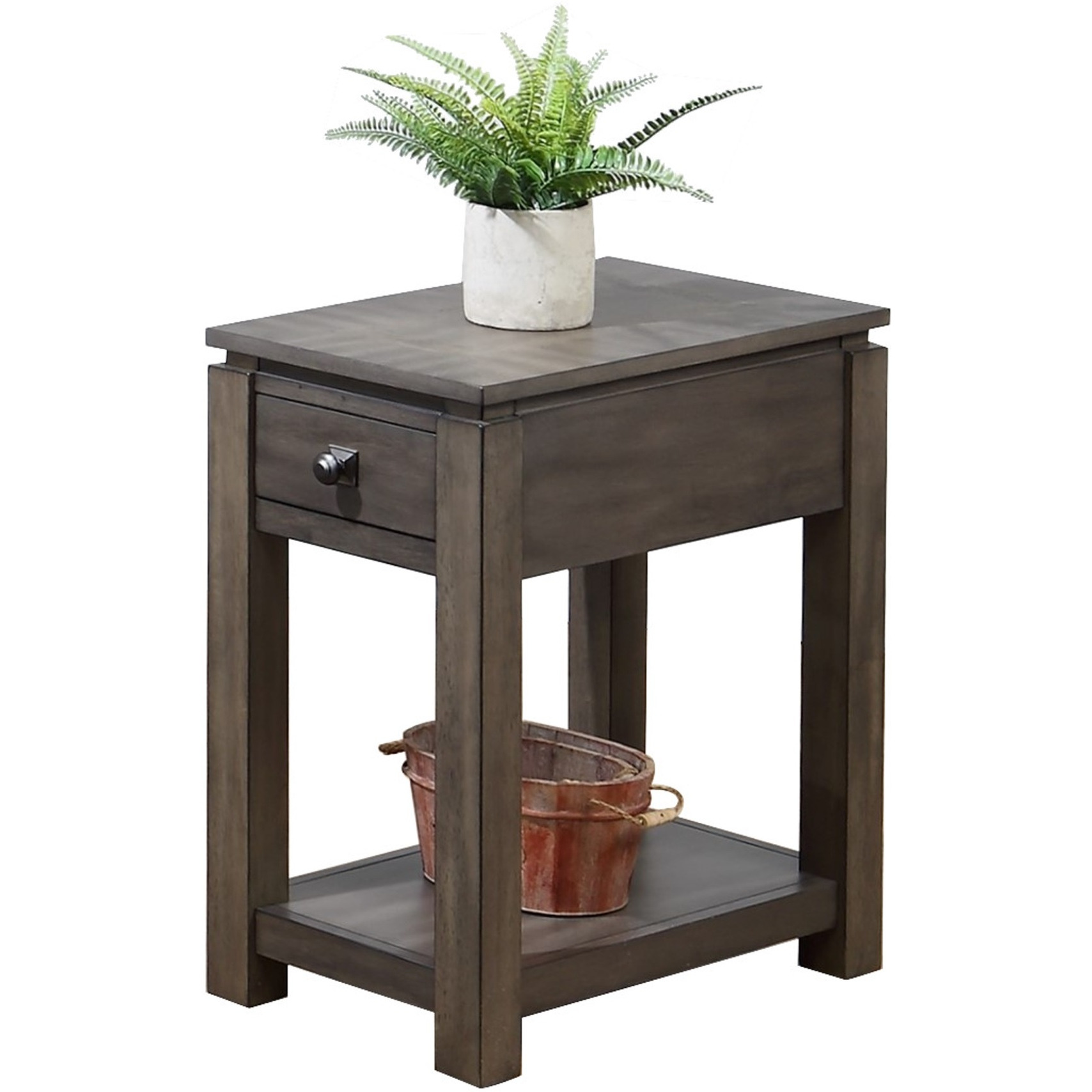 Sunset Trading Shades of Gray Narrow End Table with Drawer and Shelf