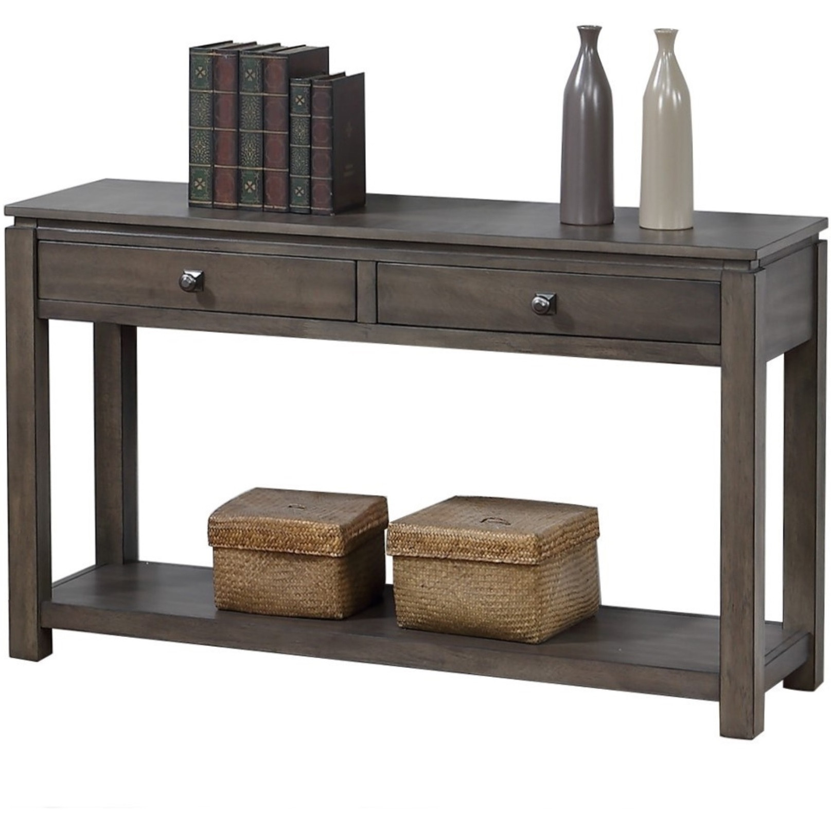 Sunset TradingShades of Gray 3 Piece Living Room Table Set with Drawers and Shelves