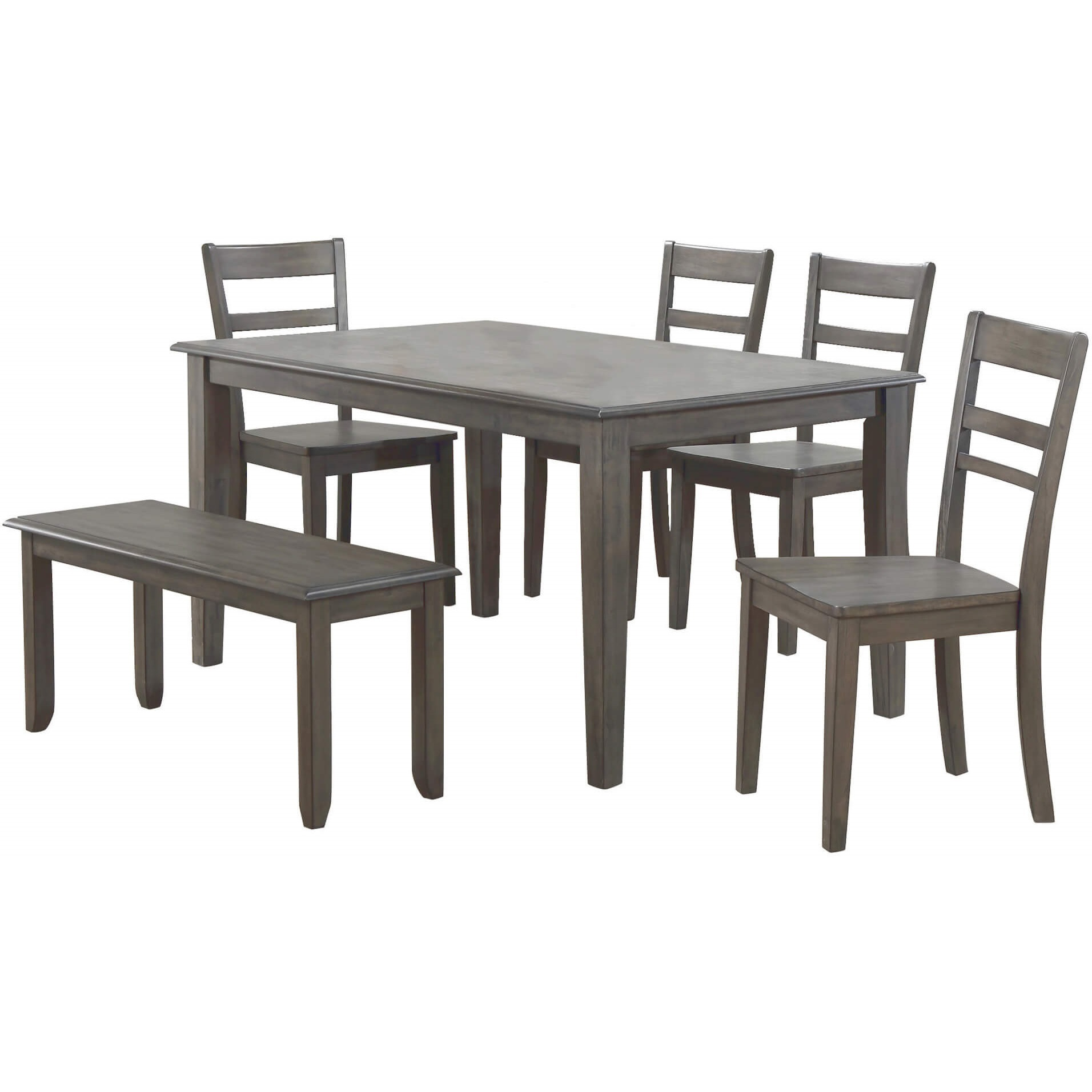Sunset Trading Shades of Gray 6 Piece 60" Rectangular Dining Table Set | 4 Chairs | Bench | Seats 6