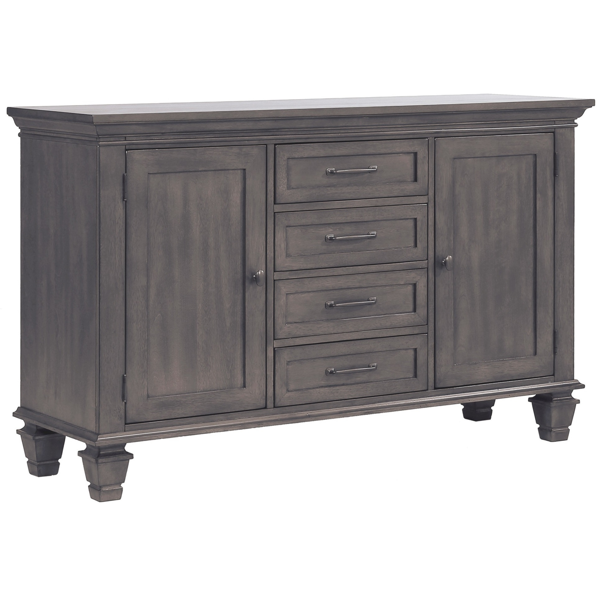 Sunset Trading Shades of Gray Buffet | 4 Drawers and 2 Storage Cabinets