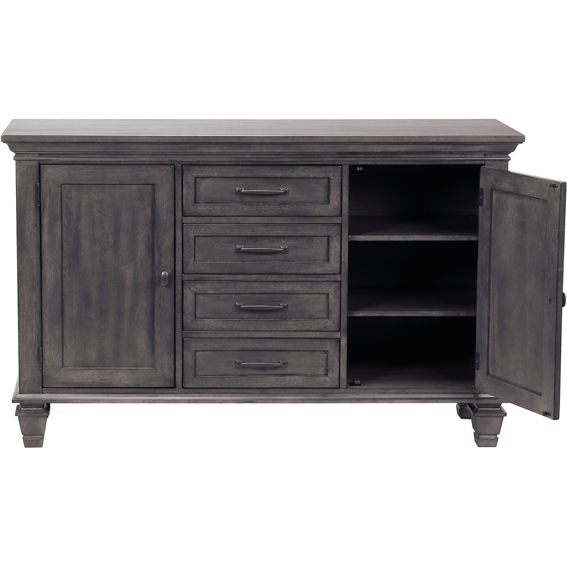 Sunset Trading Shades of Gray Buffet | 4 Drawers and 2 Storage Cabinets